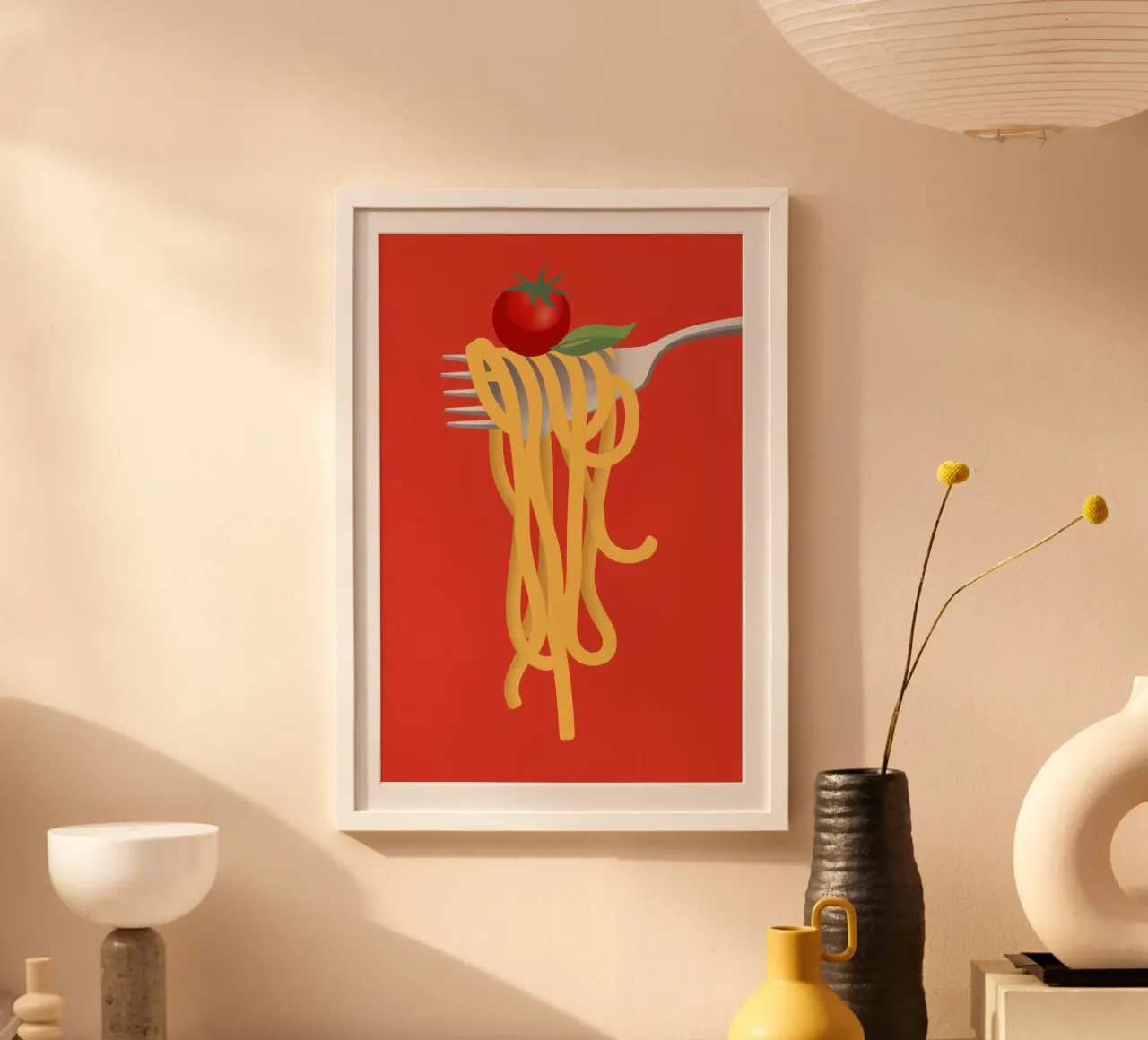 Simple Spaghetti Twirl poster con telaio in legno da Bruce Juice