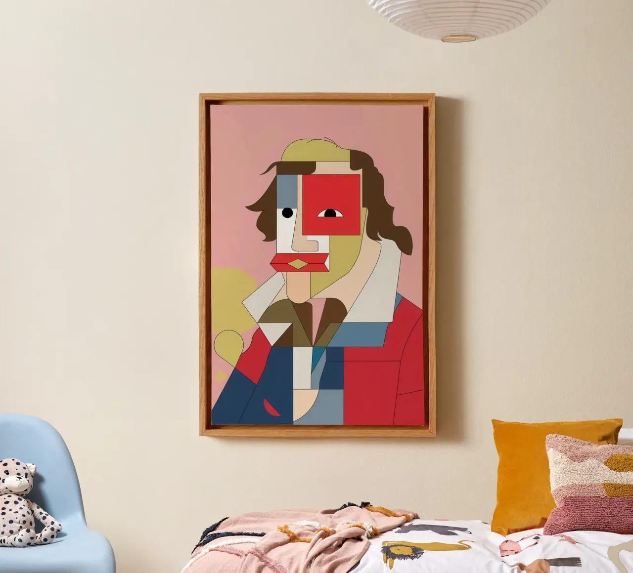 Cubist Reader Portrait canvas with Floater frame by Bruce Juice