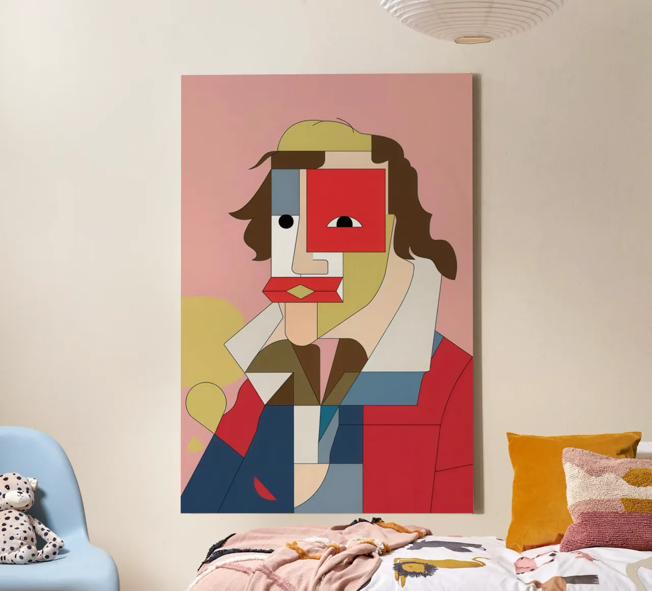 Cubist Reader Portrait canvas with Floater frame by Bruce Juice