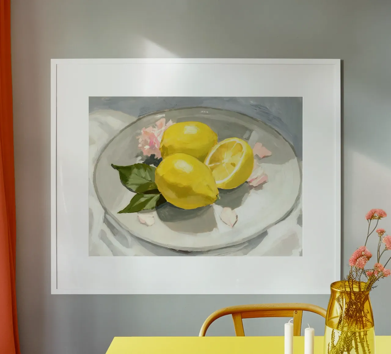 Limoni su un piatto I. poster con telaio in alluminio da Norman Click