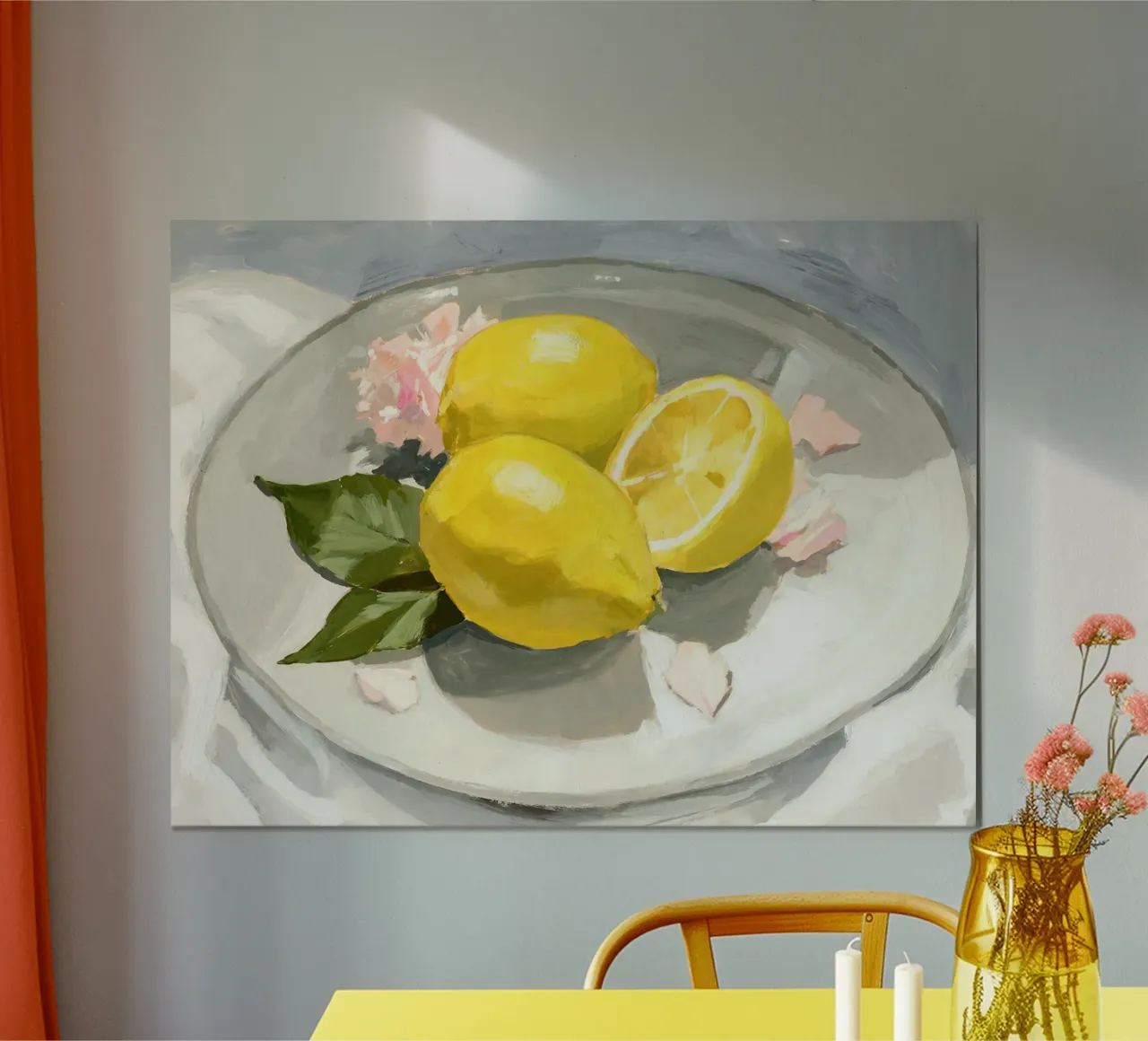 Limoni su un piatto I. poster con telaio in alluminio da Norman Click