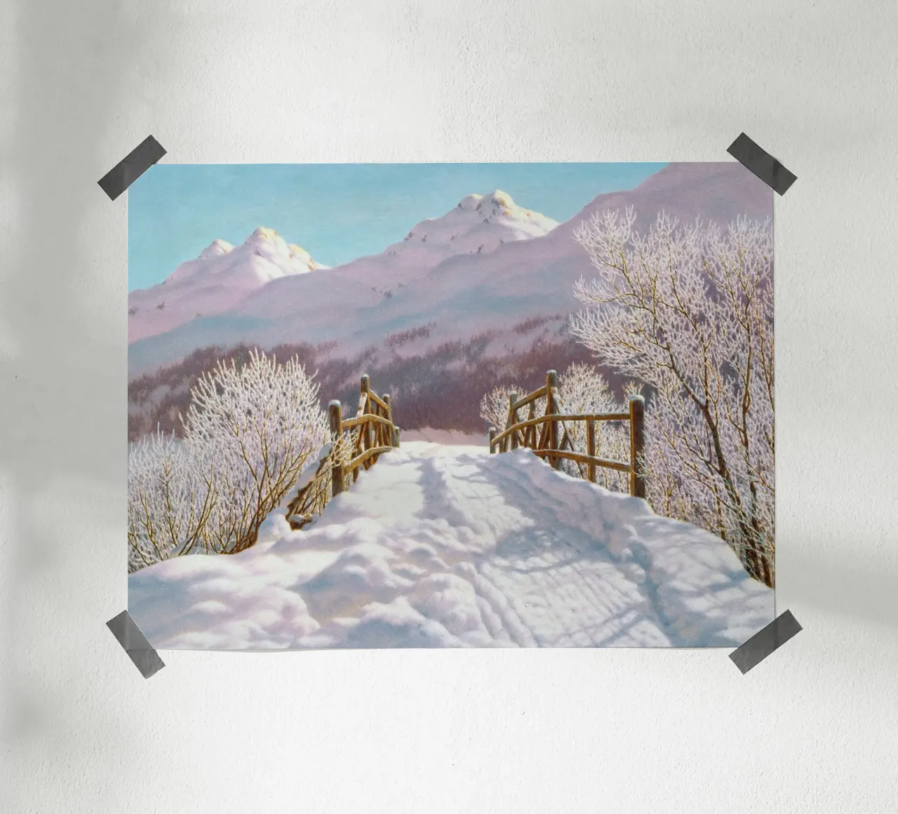 Gelo d'argento in Engadina poster con telaio in legno da Norman Click