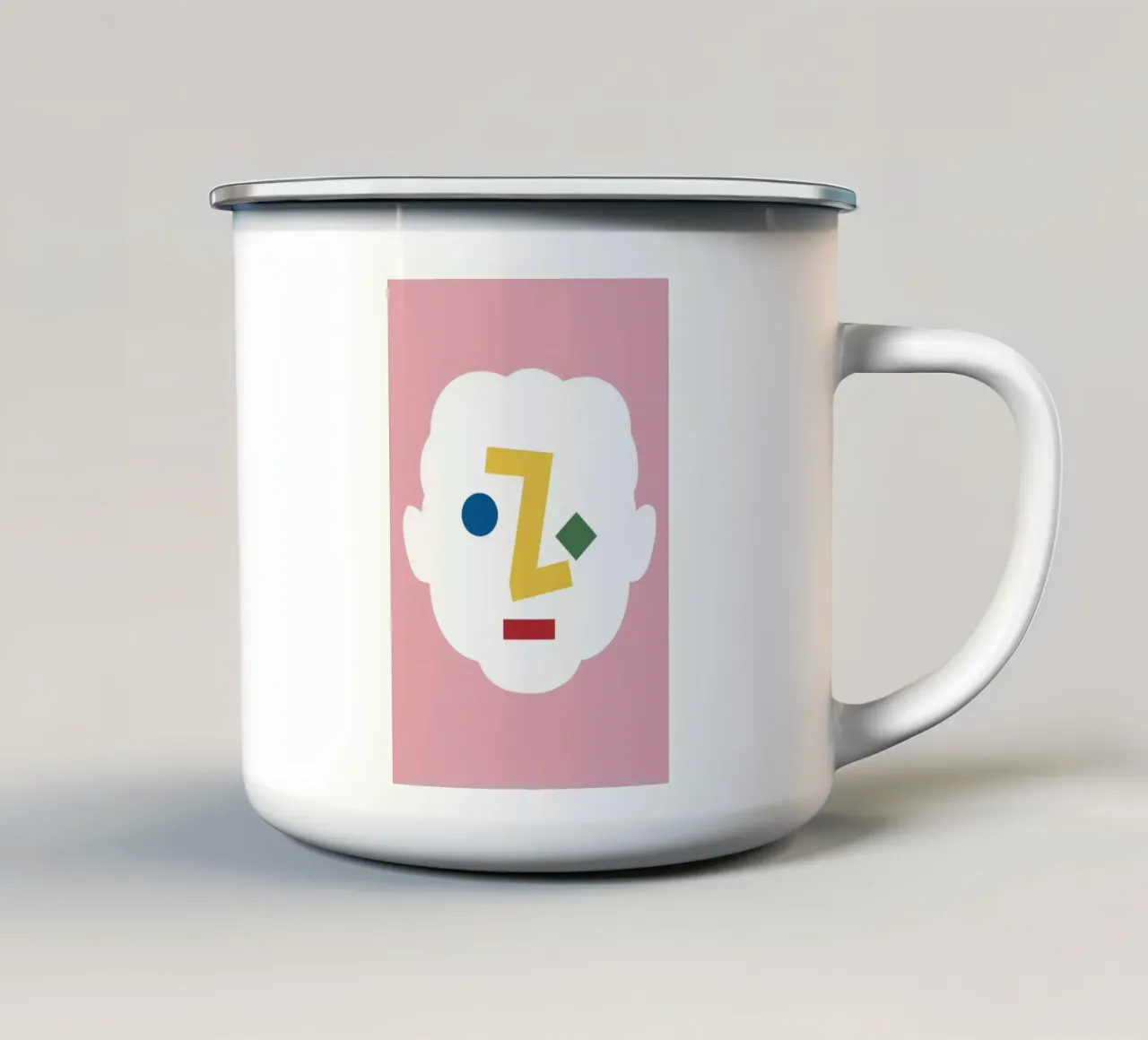 Abstract Face 'Z' tazza in smalto da Bruce Juice