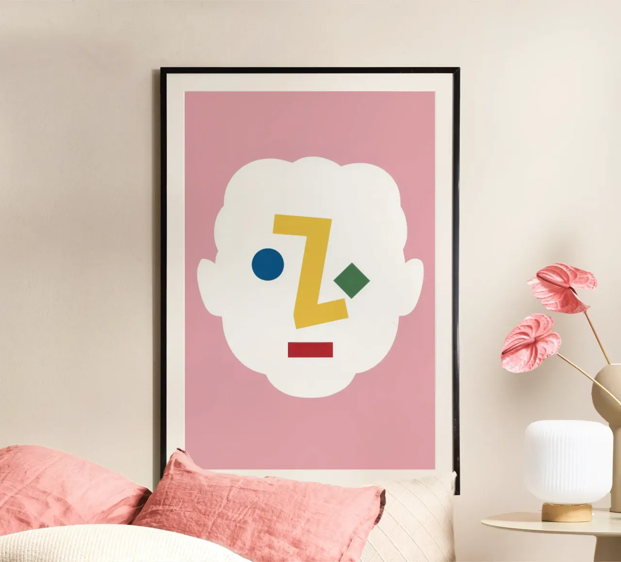 Abstract Face 'Z' poster con telaio in alluminio da Bruce Juice