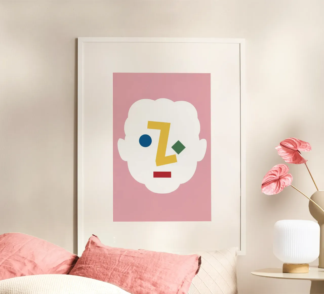 Abstract Face 'Z' poster con telaio in alluminio da Bruce Juice