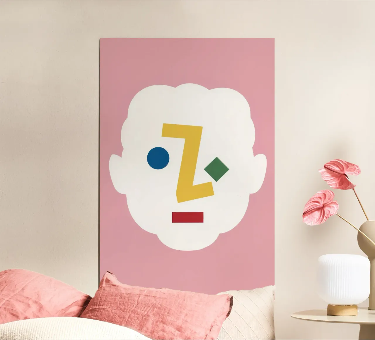 Abstract Face 'Z' poster con telaio in alluminio da Bruce Juice