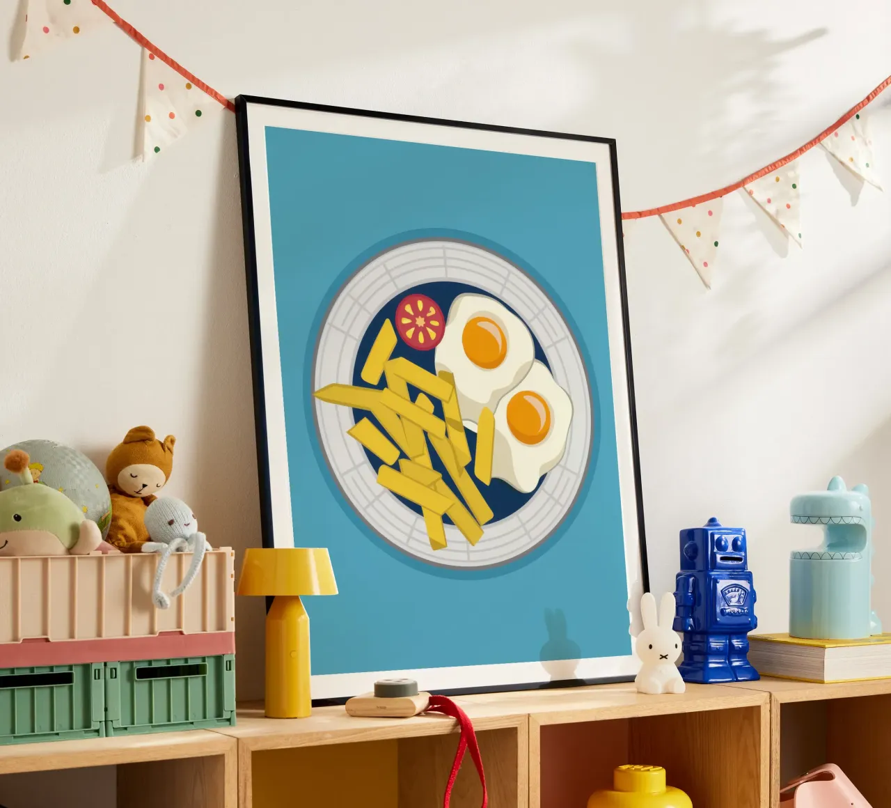 Piastra per la colazione Dall'alto verso il basso poster con telaio in legno da Lyra Glaze