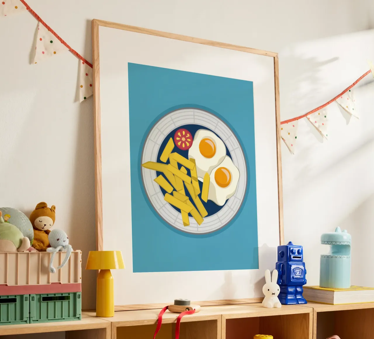 Piastra per la colazione Dall'alto verso il basso poster con telaio in legno da Lyra Glaze