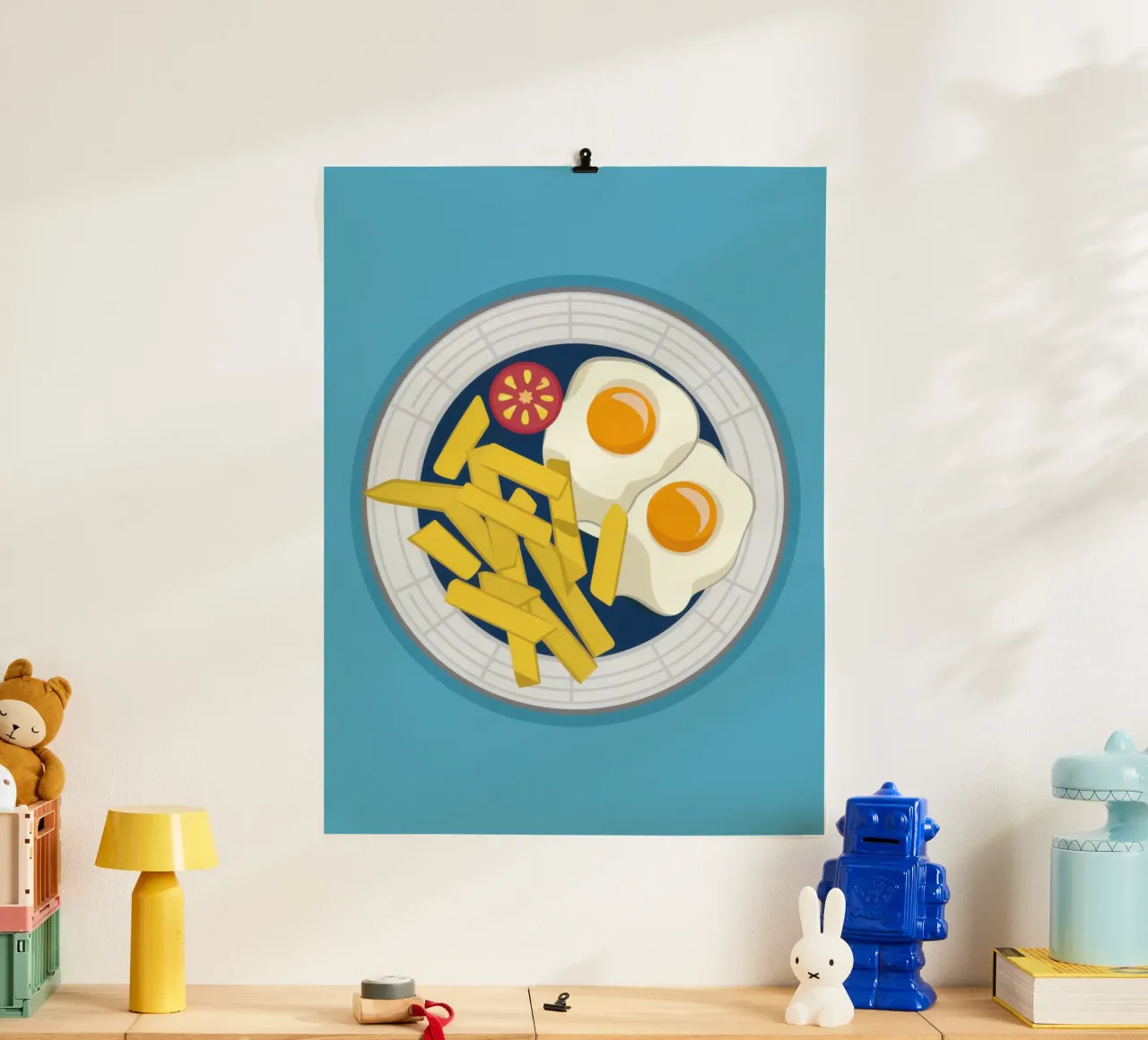 Piastra per la colazione Dall'alto verso il basso poster con telaio in legno da Lyra Glaze