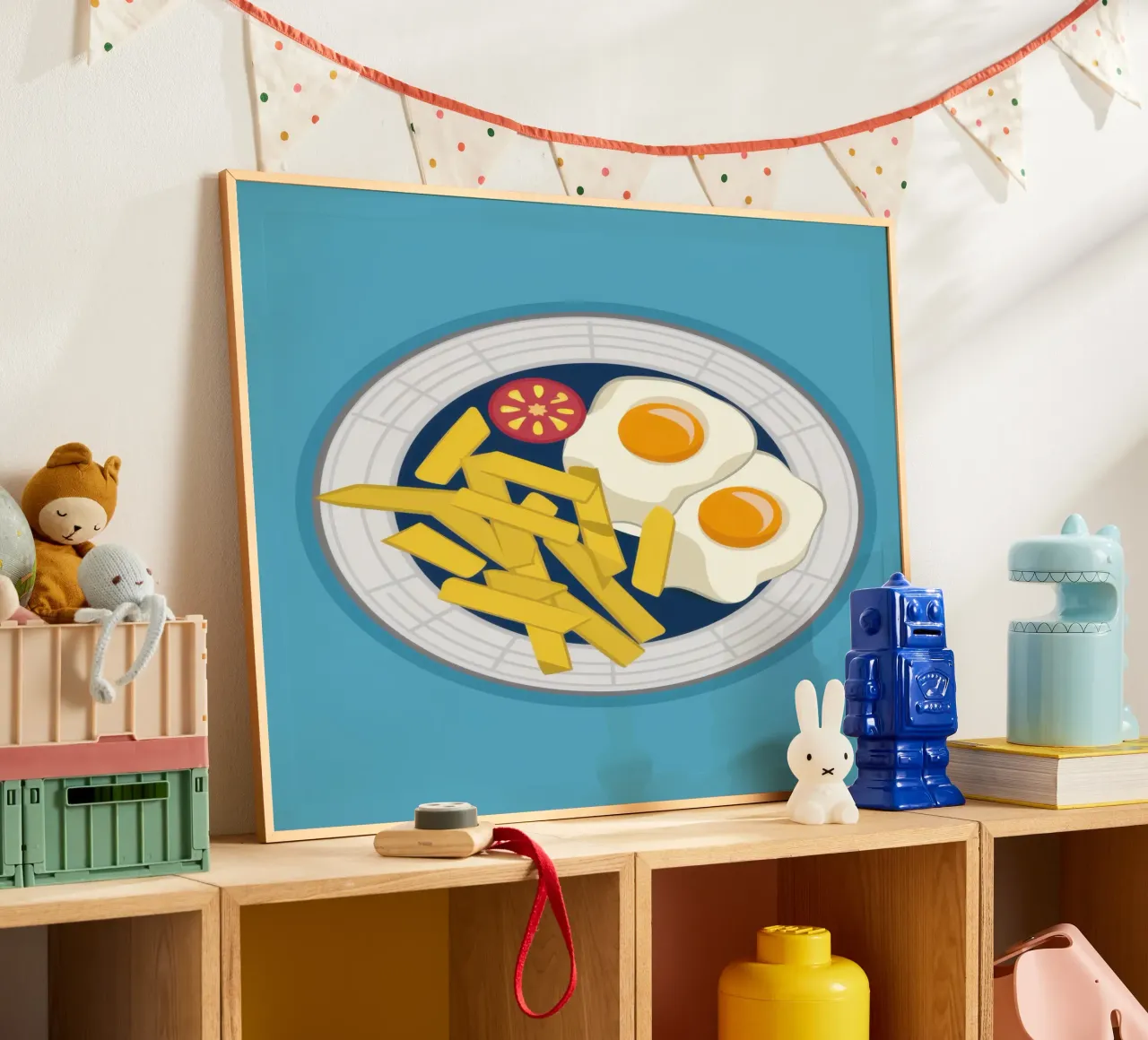 Piastra per la colazione Dall'alto verso il basso poster con telaio in legno da Lyra Glaze