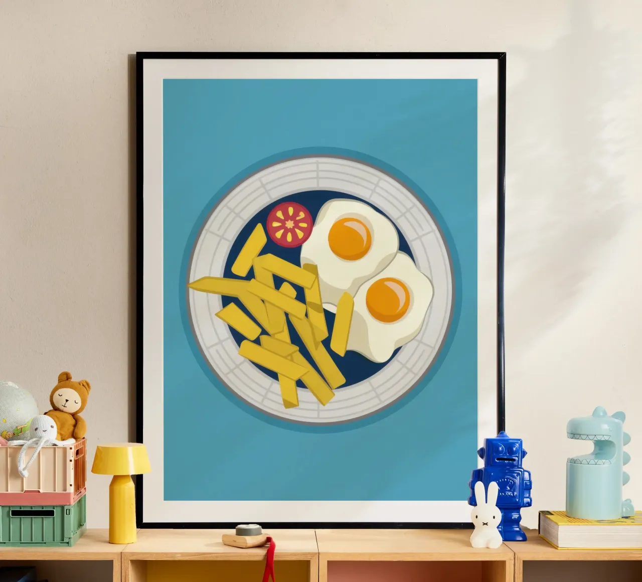 Piastra per la colazione Dall'alto verso il basso poster con telaio in legno da Lyra Glaze