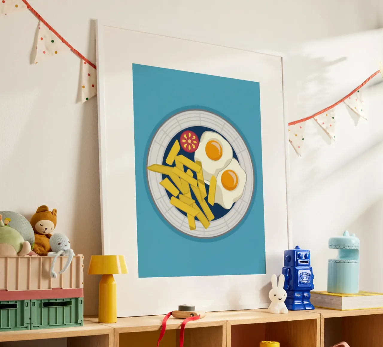 Piastra per la colazione Dall'alto verso il basso poster con telaio in legno da Lyra Glaze