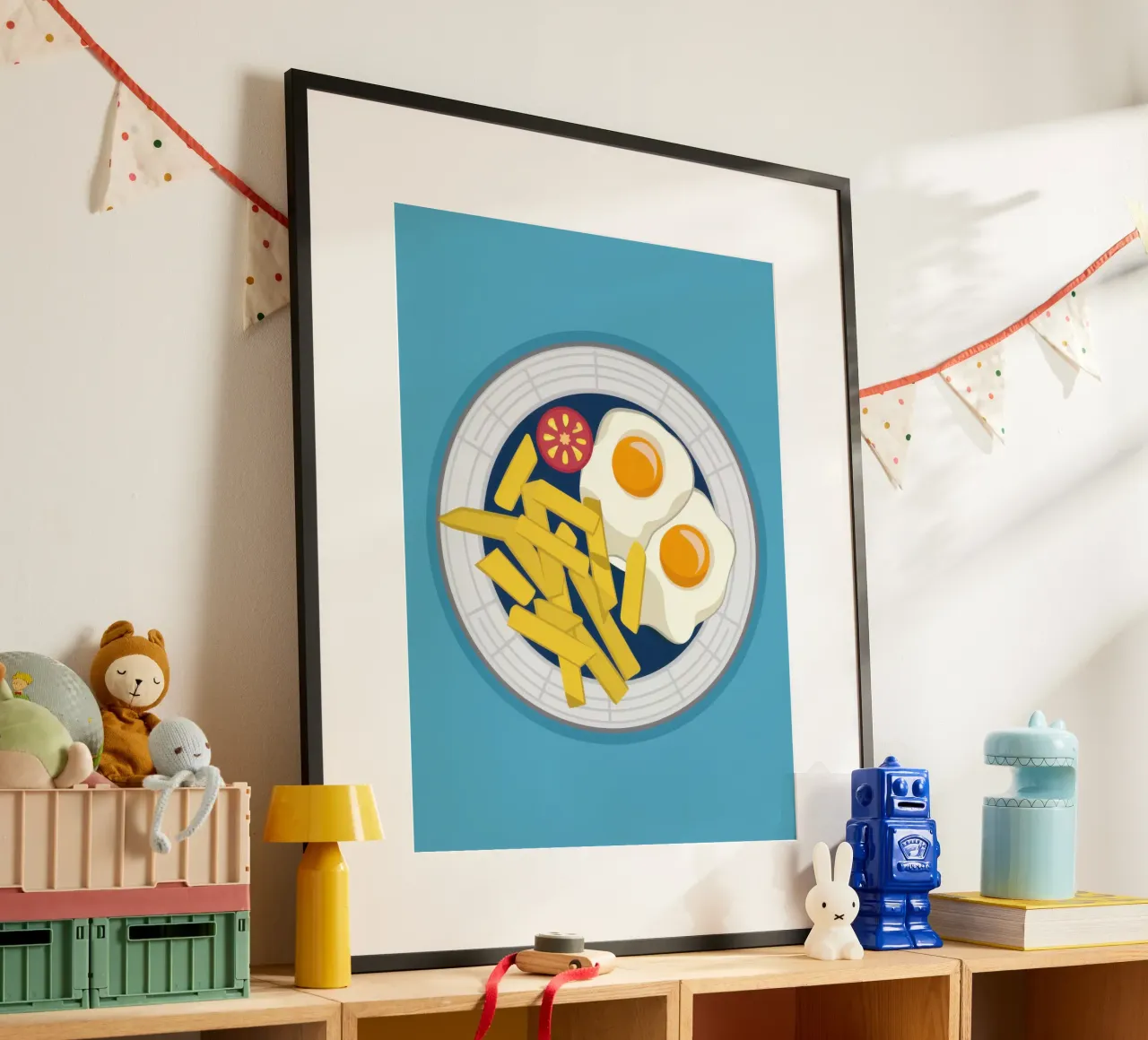 Piastra per la colazione Dall'alto verso il basso poster con telaio in legno da Lyra Glaze
