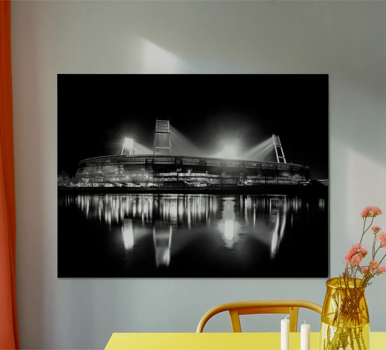 Weserstadion, Brema in bianco e nero poster con telaio in alluminio da Norman Click