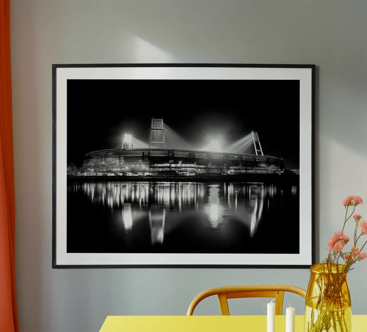 Weserstadion, Brema in bianco e nero poster con telaio in alluminio da Norman Click