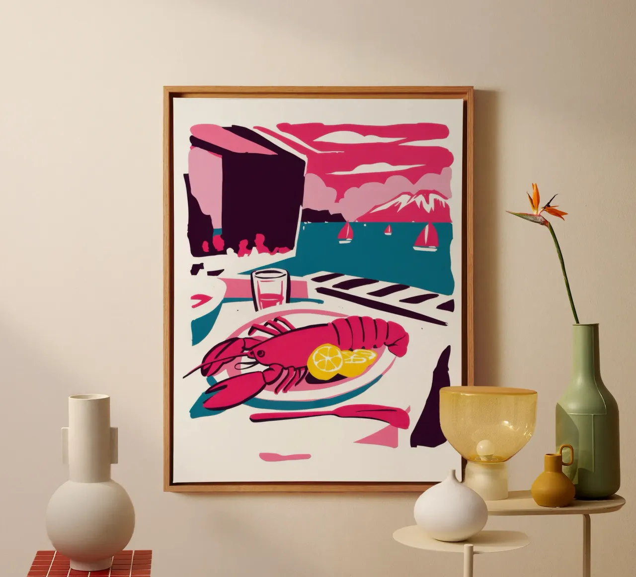 Luxe kreeftenfeest canvas met Baklijst van Autumn Season