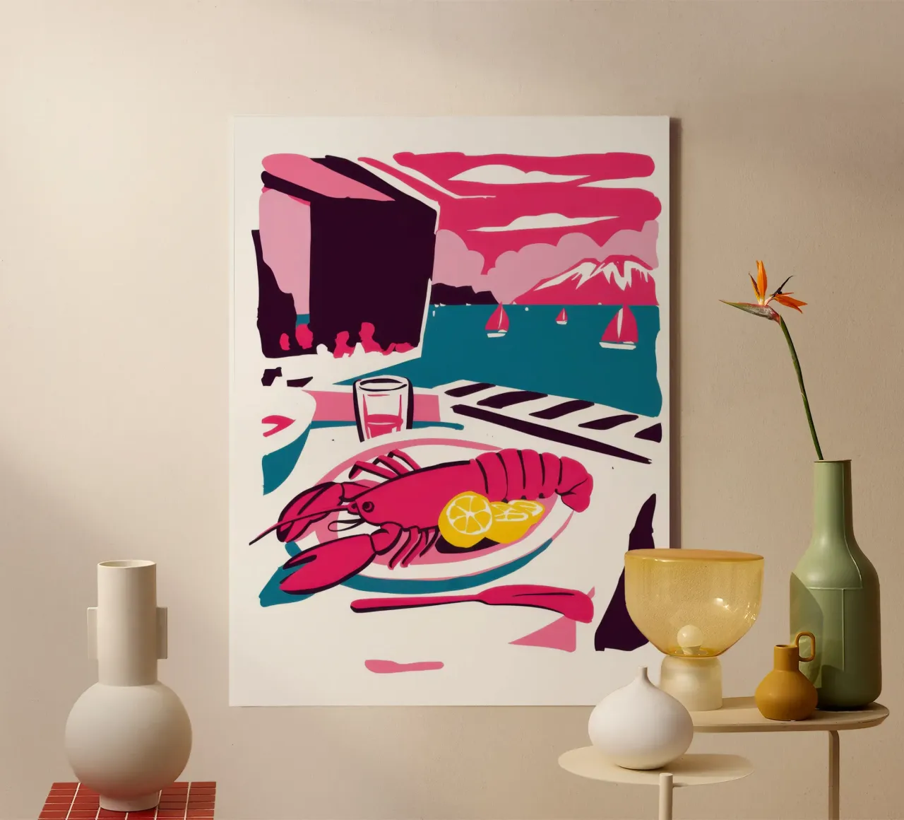 Luxe kreeftenfeest canvas met Baklijst van Autumn Season