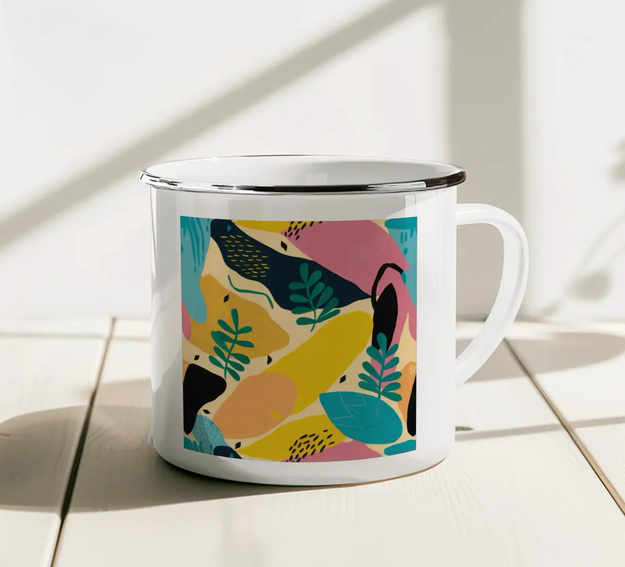 Foglia di banana astratta tazza in smalto da Lyra Glaze
