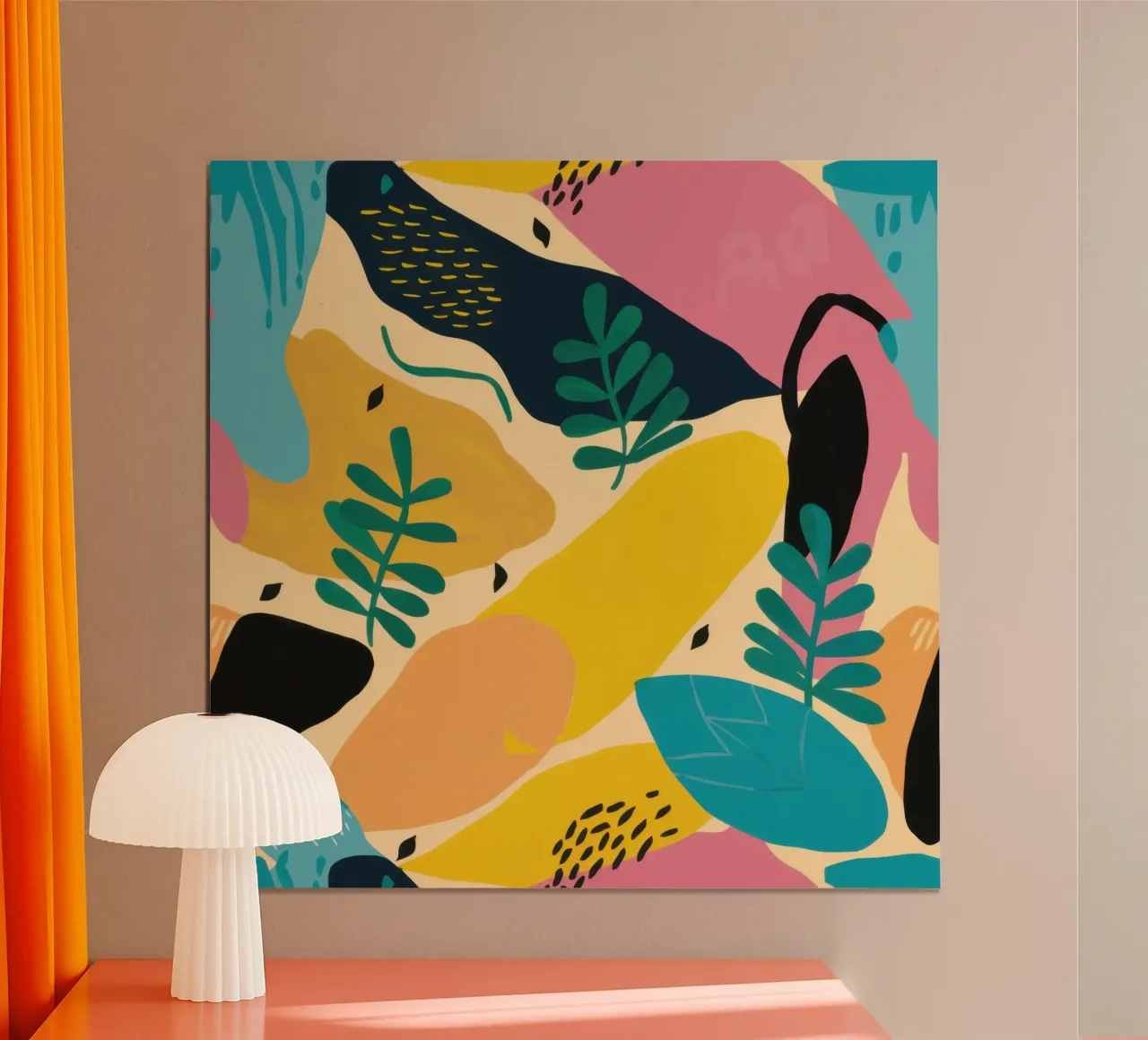 Foglia di banana astratta poster con telaio in alluminio da Lyra Glaze