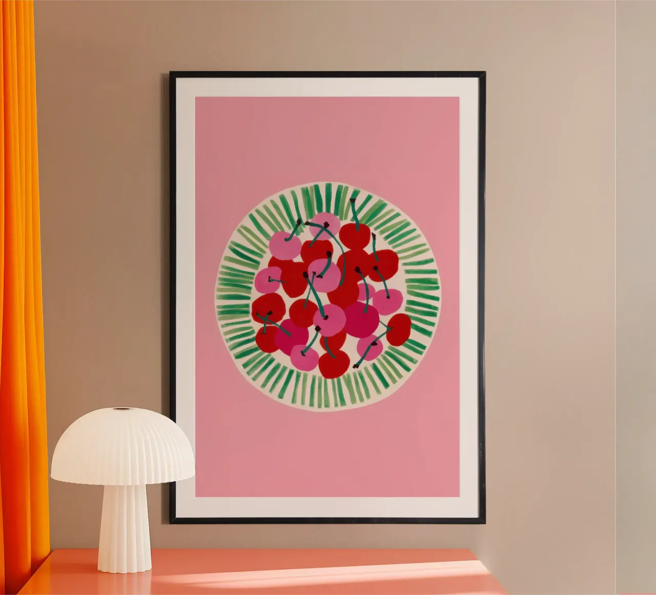 Semplicità del piatto di lamponi poster con telaio in legno da Bruce Juice