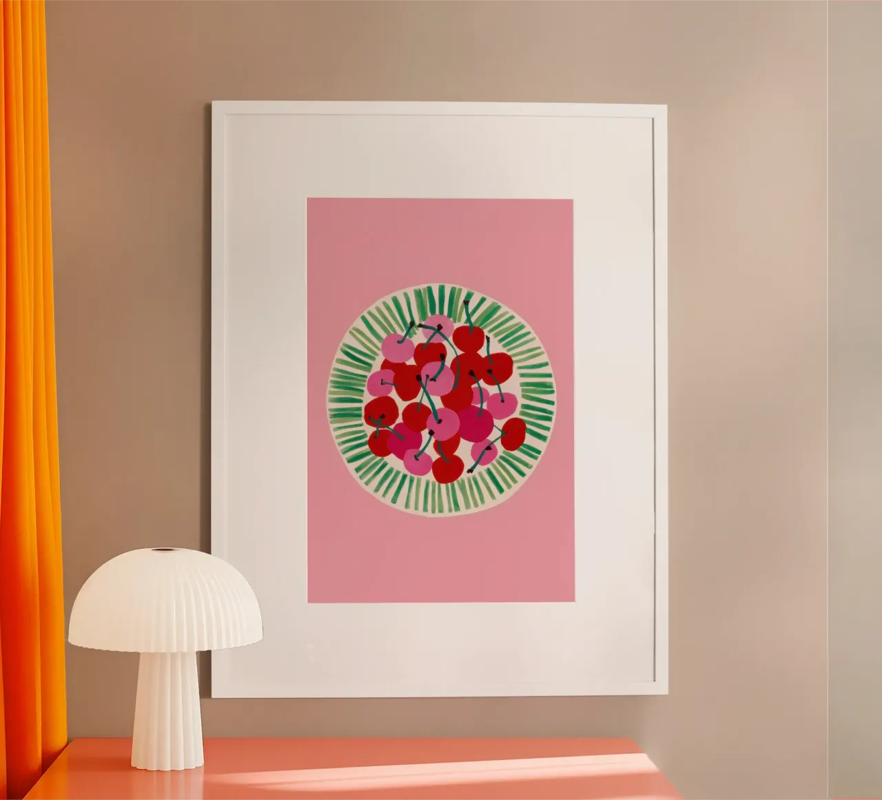Semplicità del piatto di lamponi poster con telaio in legno da Bruce Juice