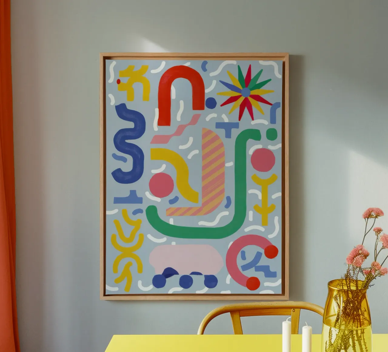 Playful Pattern Carnival canvas with Floater frame by Snow Mist