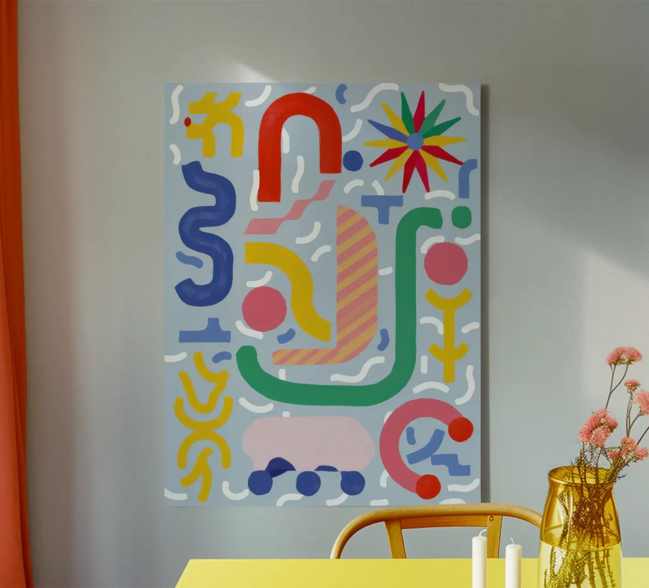 Playful Pattern Carnival canvas with Floater frame by Snow Mist