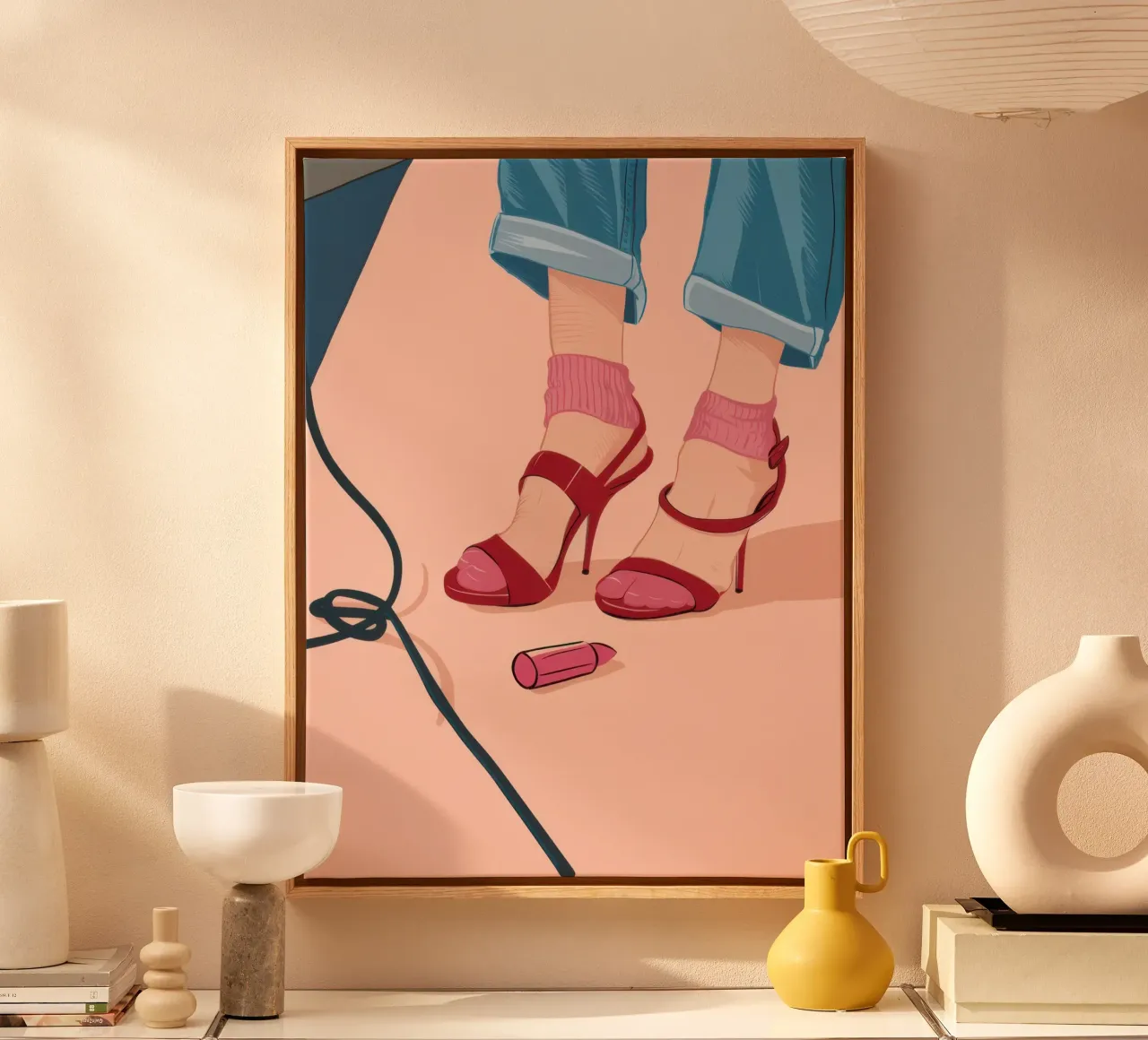 Stepping in Fuchsia canvas with Floater frame by Snow Mist