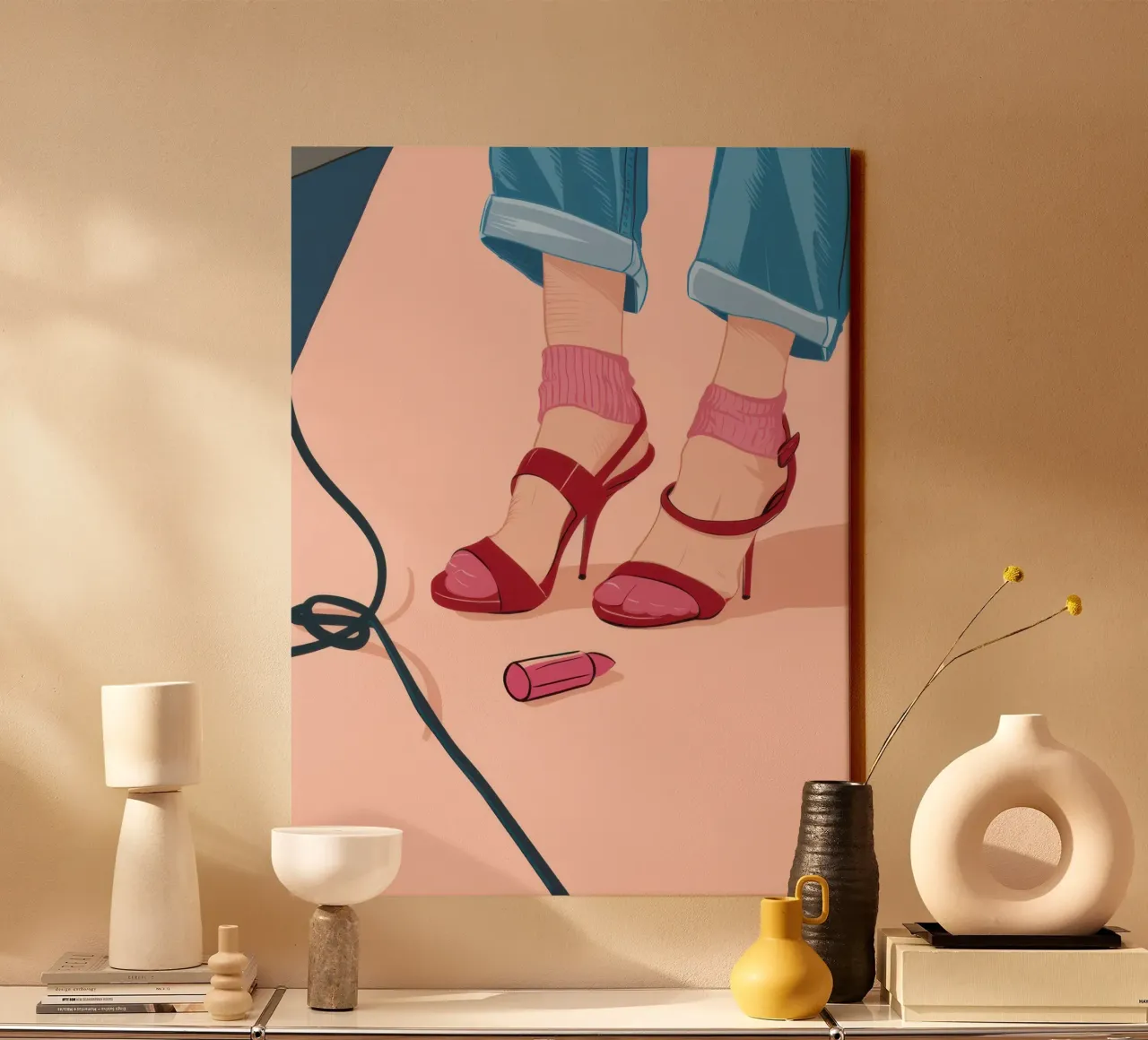 Stepping in Fuchsia canvas with Floater frame by Snow Mist