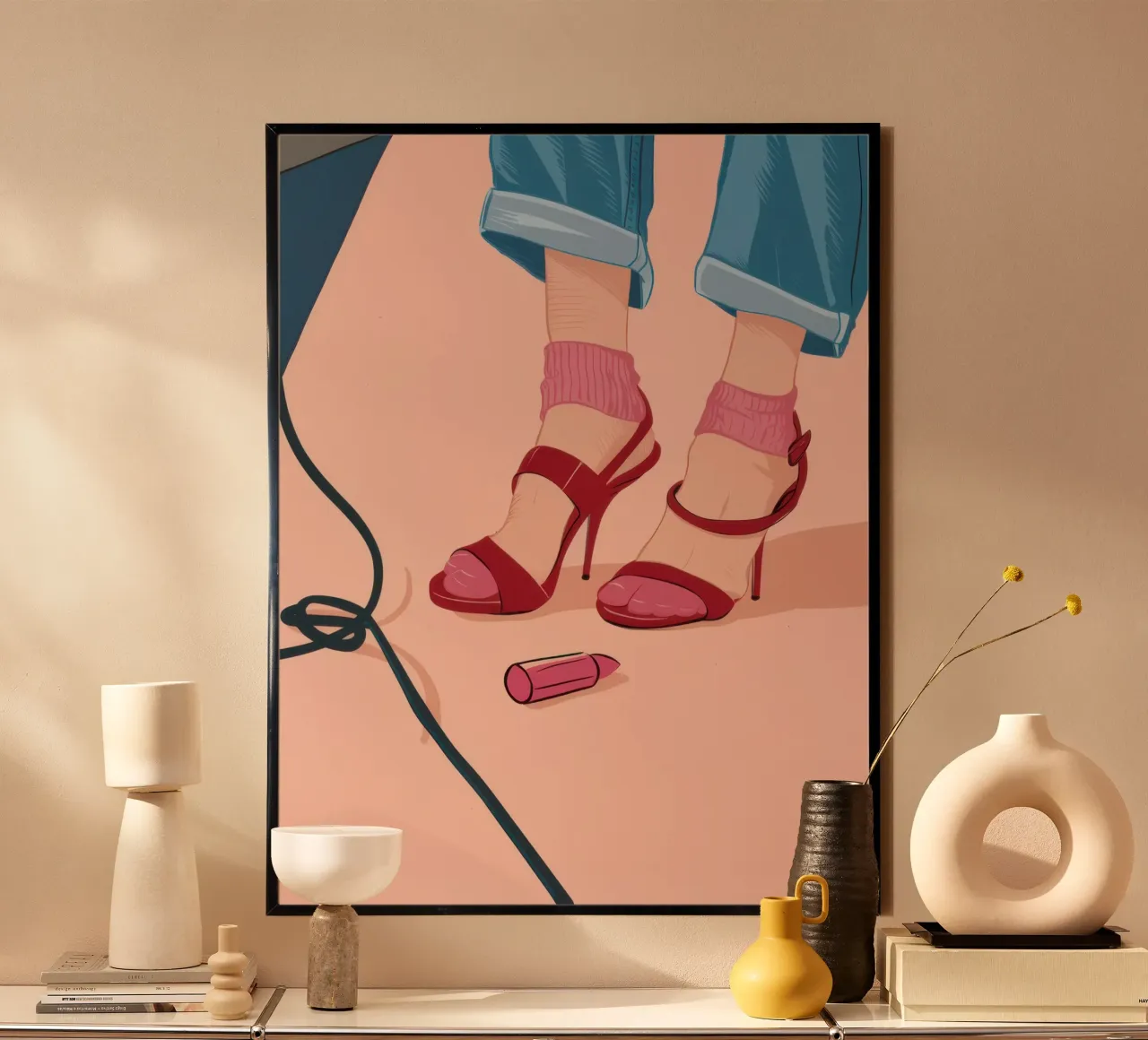 Un passo nel fucsia poster con telaio in alluminio da Snow Mist