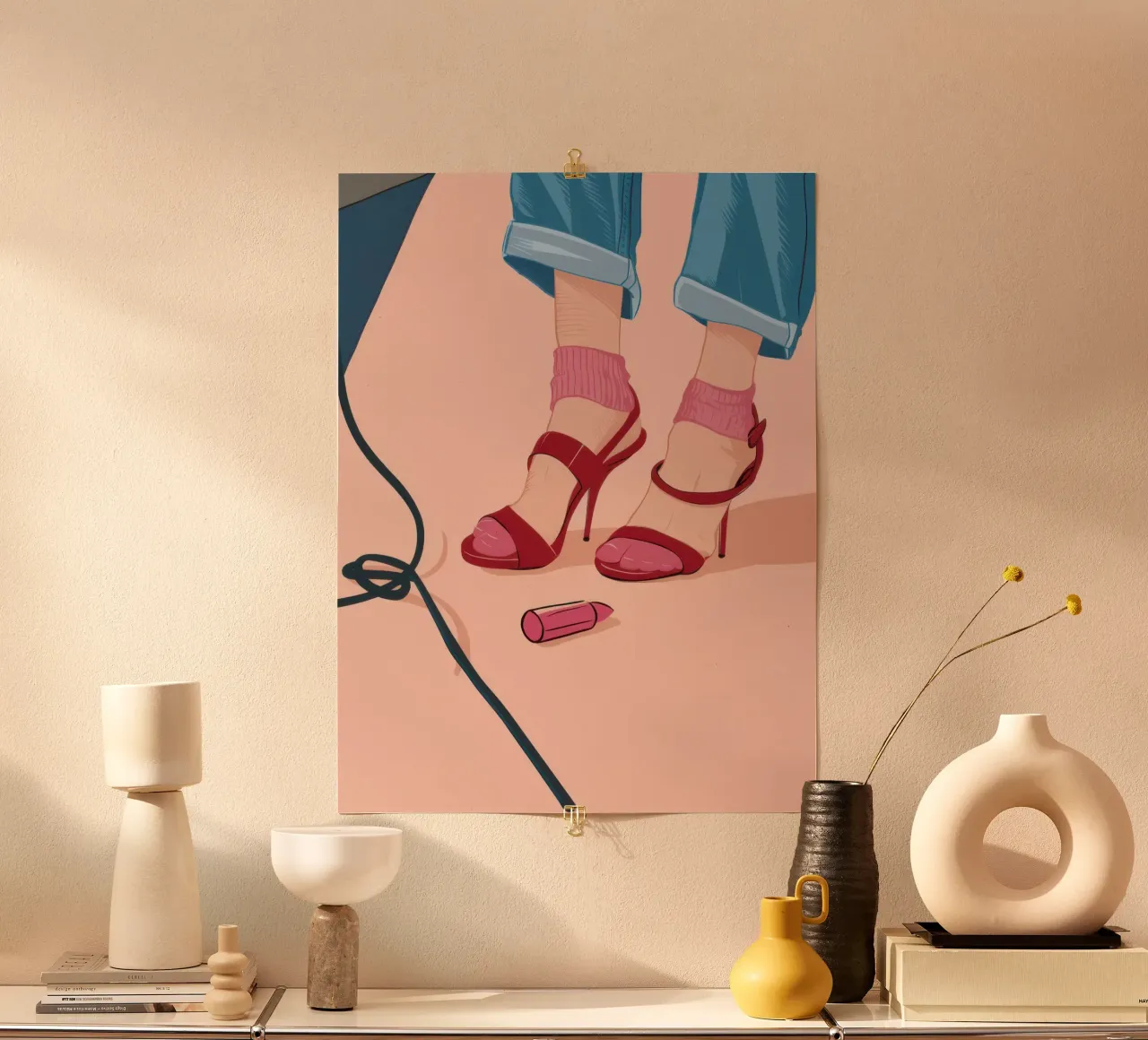 Un passo nel fucsia poster con telaio in alluminio da Snow Mist