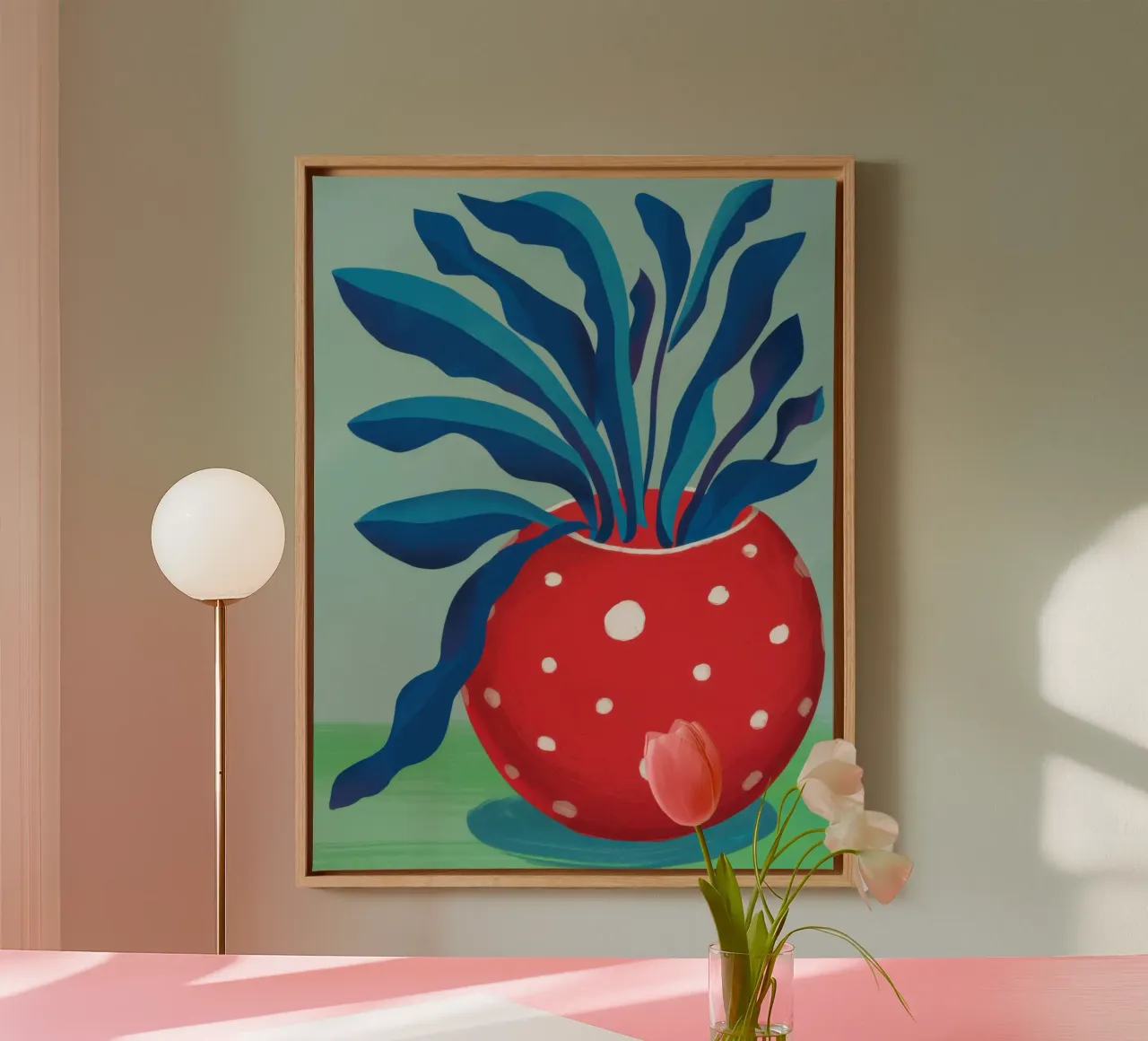 Vaso rosso maculato tela con Cornice a cassetta da Lyra Glaze