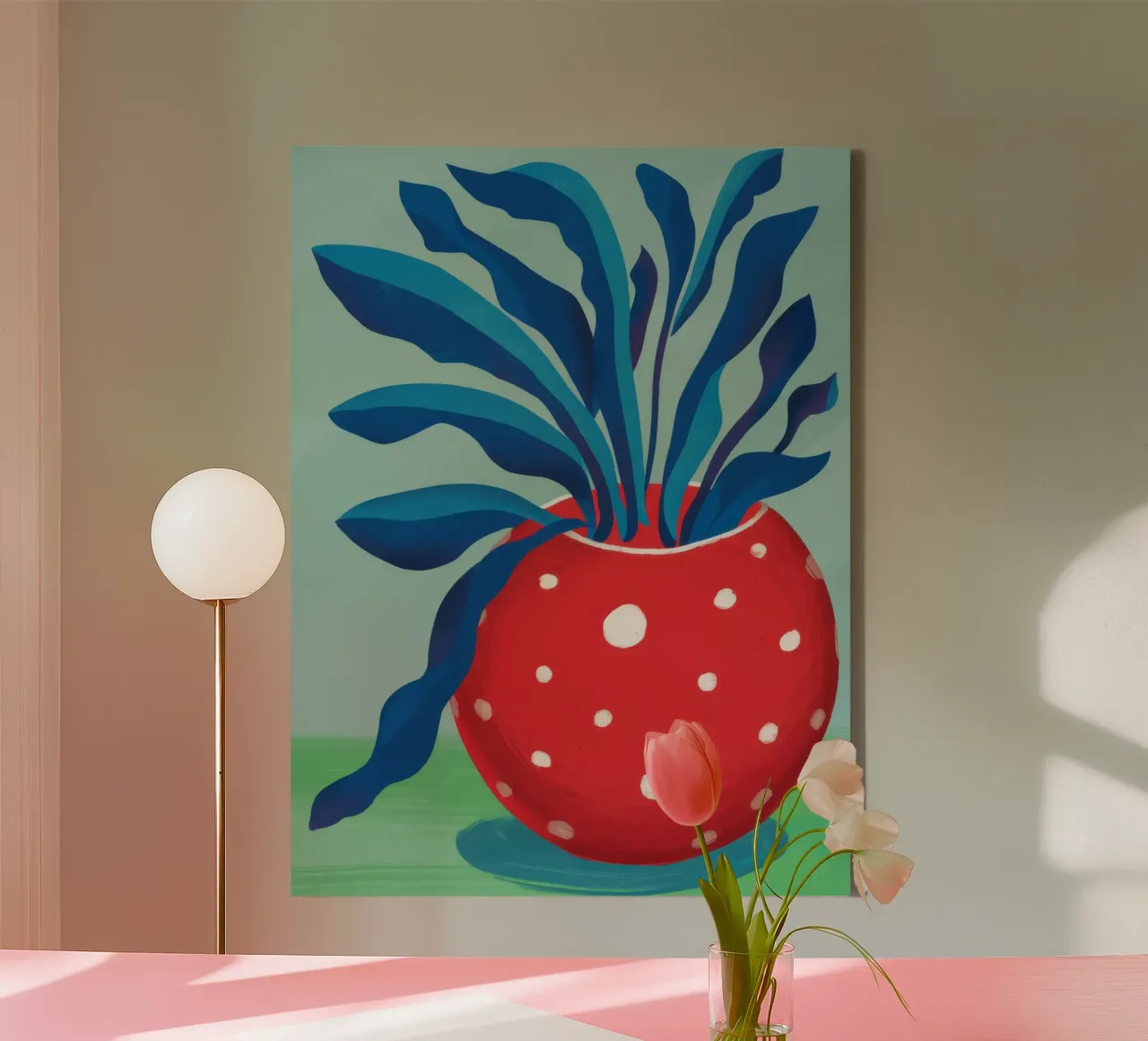 Vaso rosso maculato tela con Cornice a cassetta da Lyra Glaze