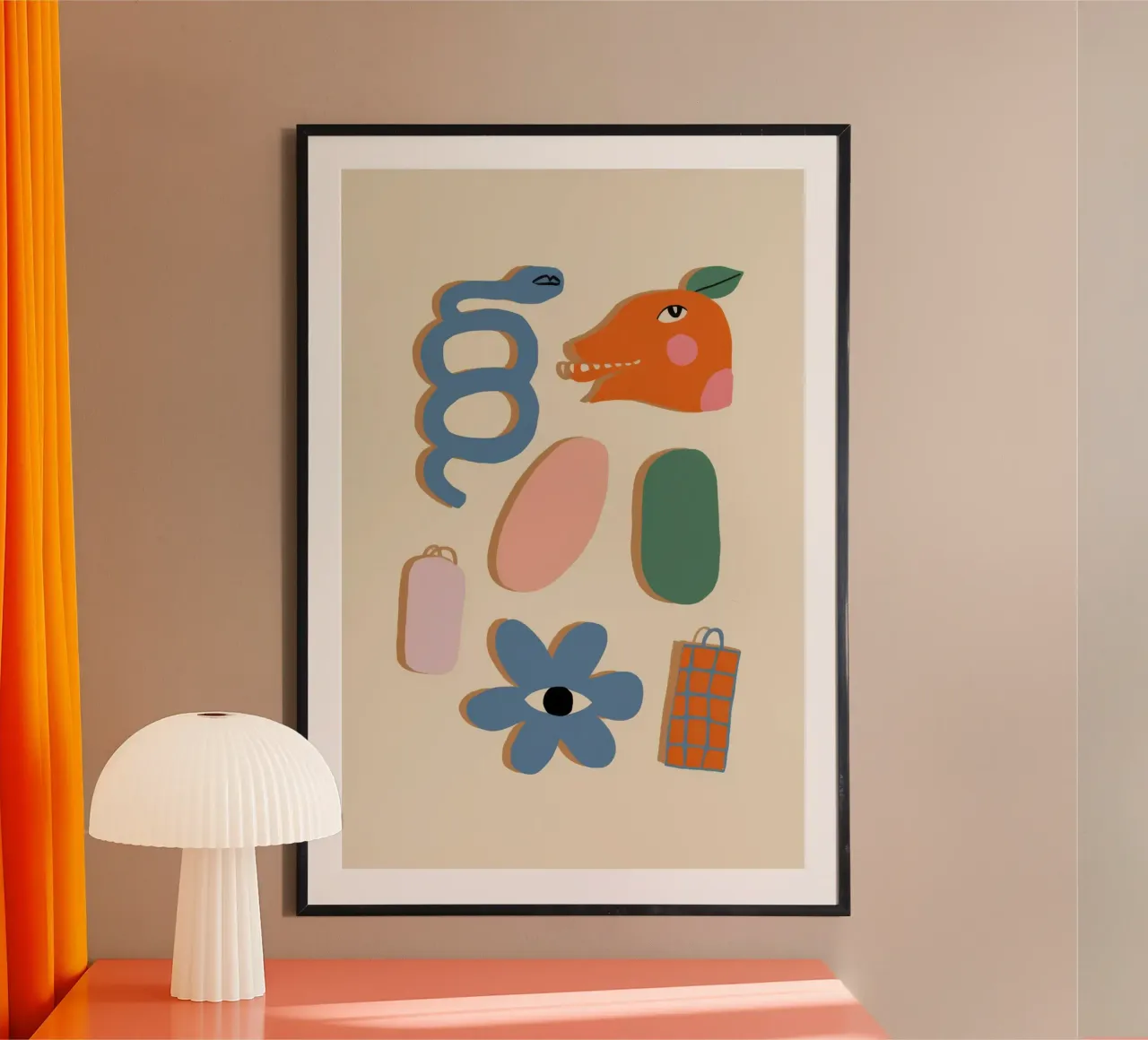 Forme organiche giocose poster con telaio in plastica da Autumn Season