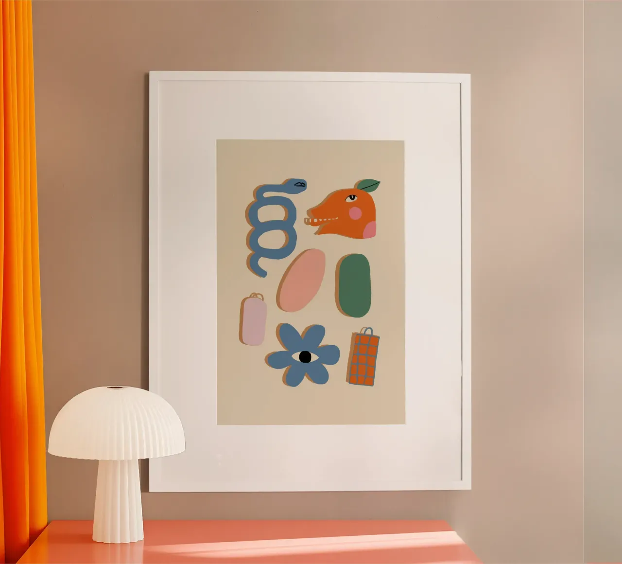 Forme organiche giocose poster con telaio in plastica da Autumn Season