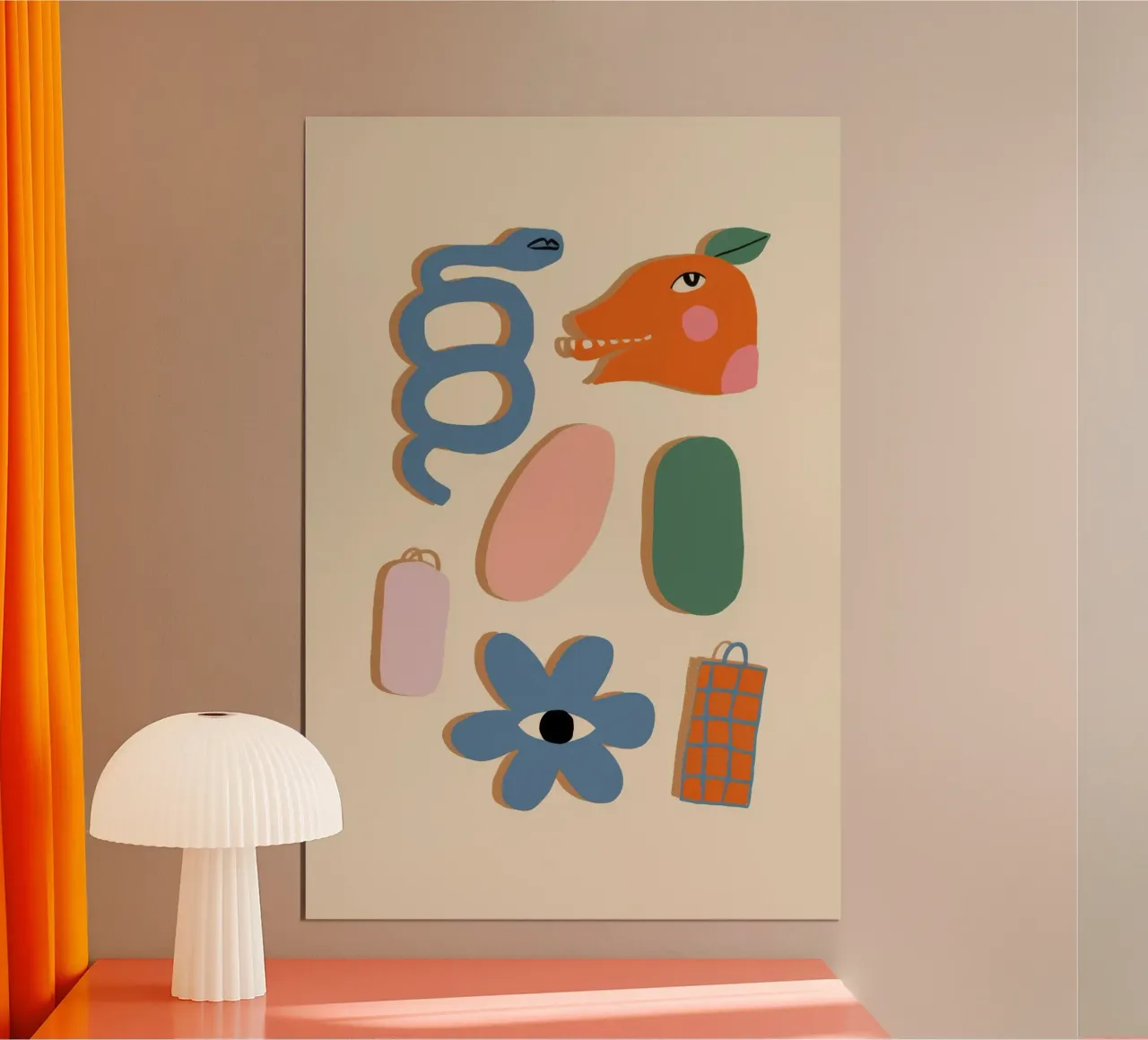 Forme organiche giocose poster con telaio in plastica da Autumn Season