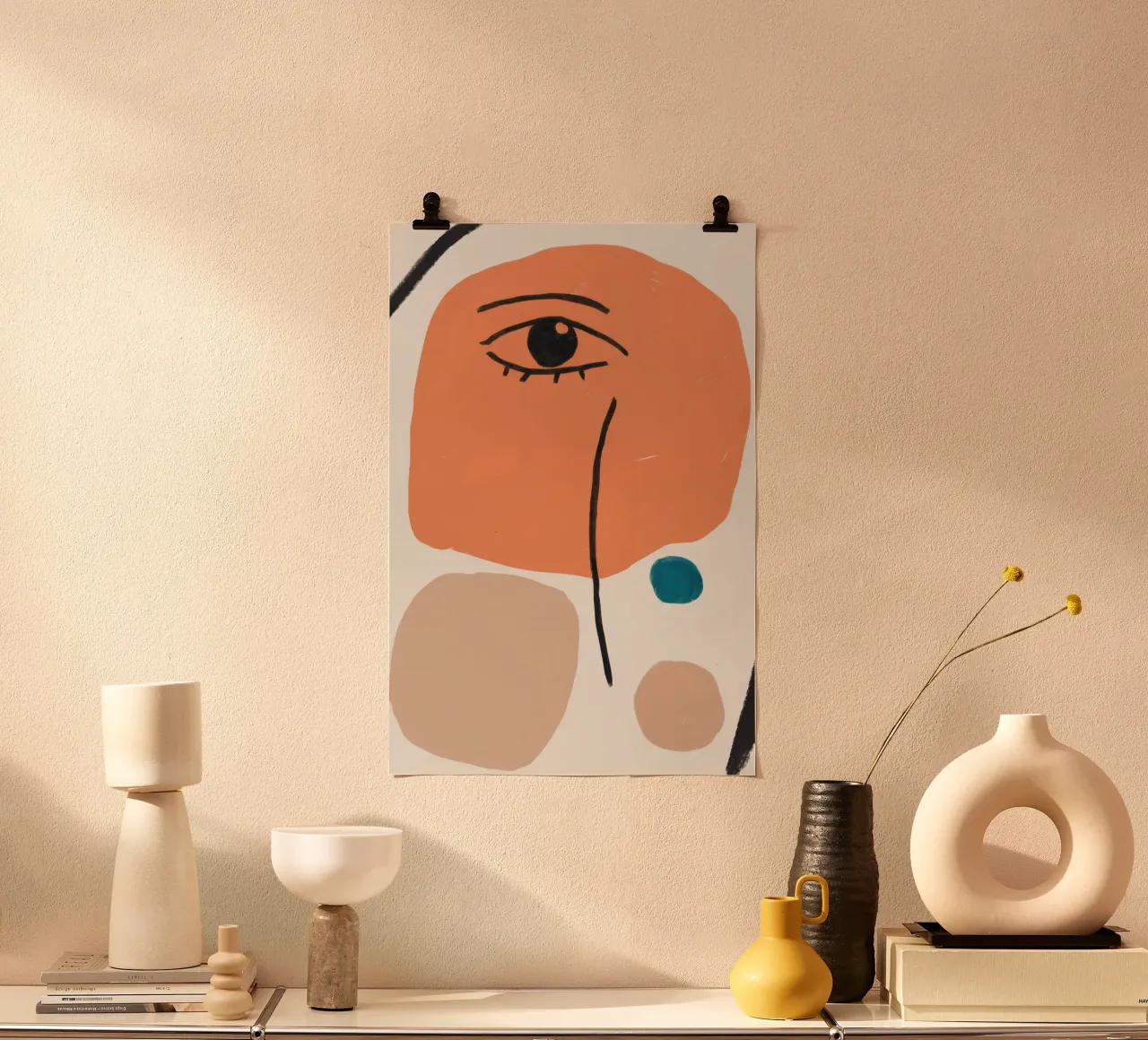 Schema del volto minimalista poster con telaio in alluminio da Snow Mist