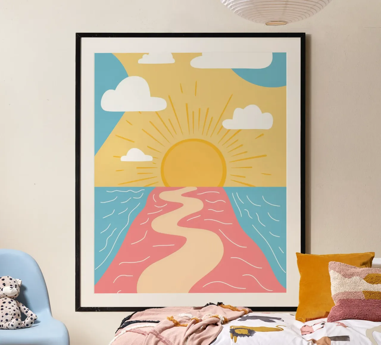 Alba del fiume Rosa poster con telaio in plastica da Bruce Juice