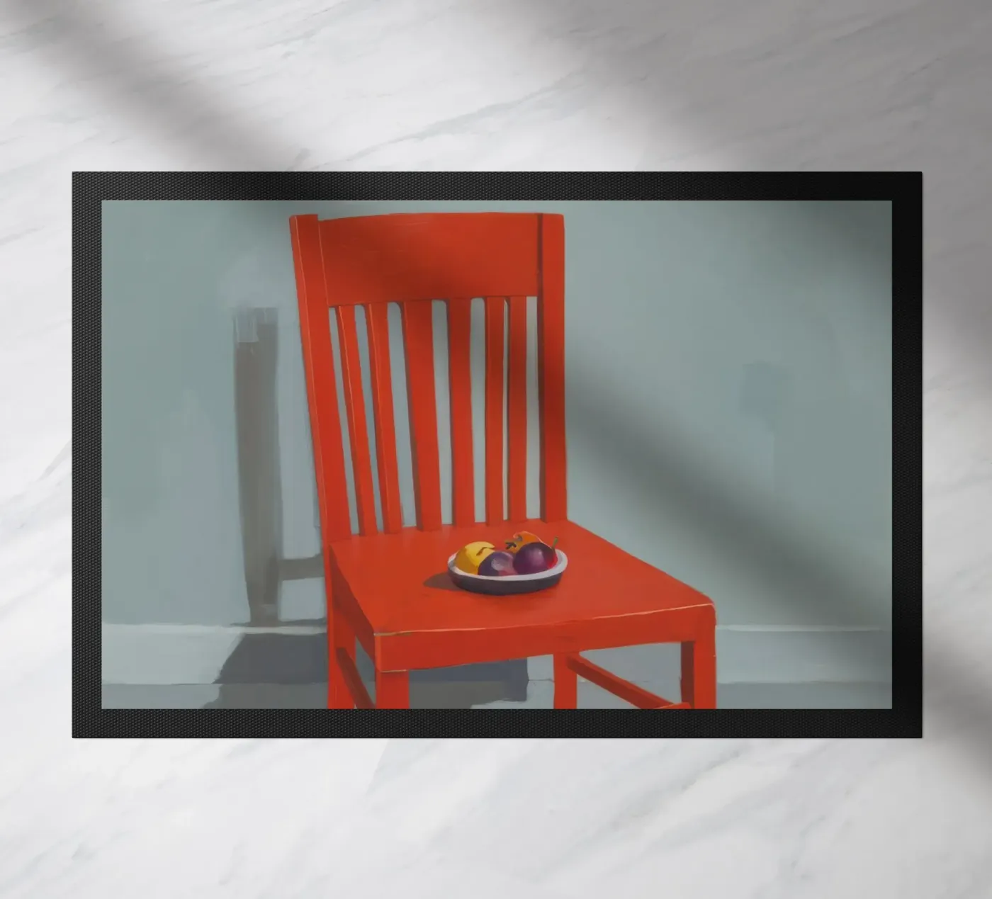 Vecchia sedia rossa zerbino da Snow Mist