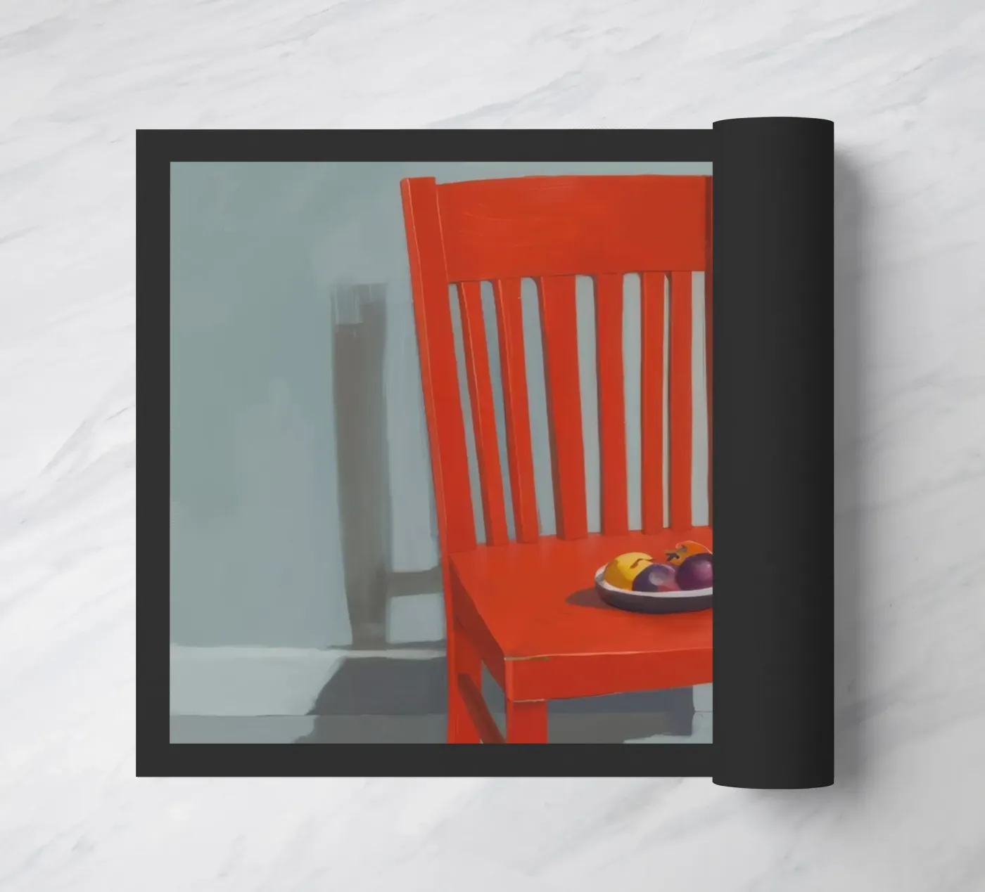 Vecchia sedia rossa zerbino da Snow Mist