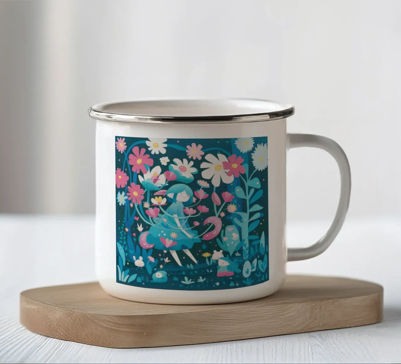 Sogno floreale di una sirena tazza in smalto da Lyra Glaze