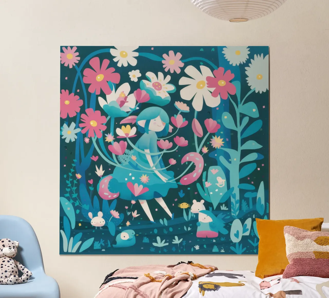 Sogno floreale di una sirena poster con telaio in alluminio da Lyra Glaze