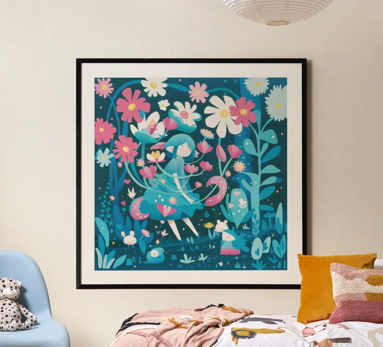 Sogno floreale di una sirena poster con telaio in alluminio da Lyra Glaze
