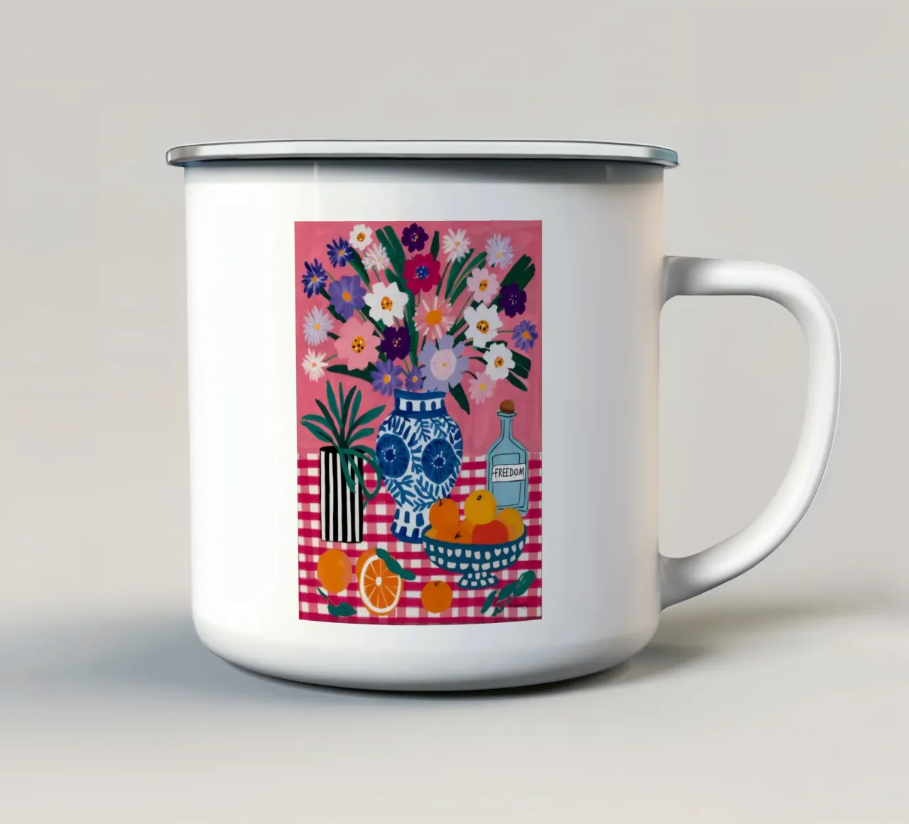 Vaso a scacchi Giubileo tazza in smalto da Snow Mist