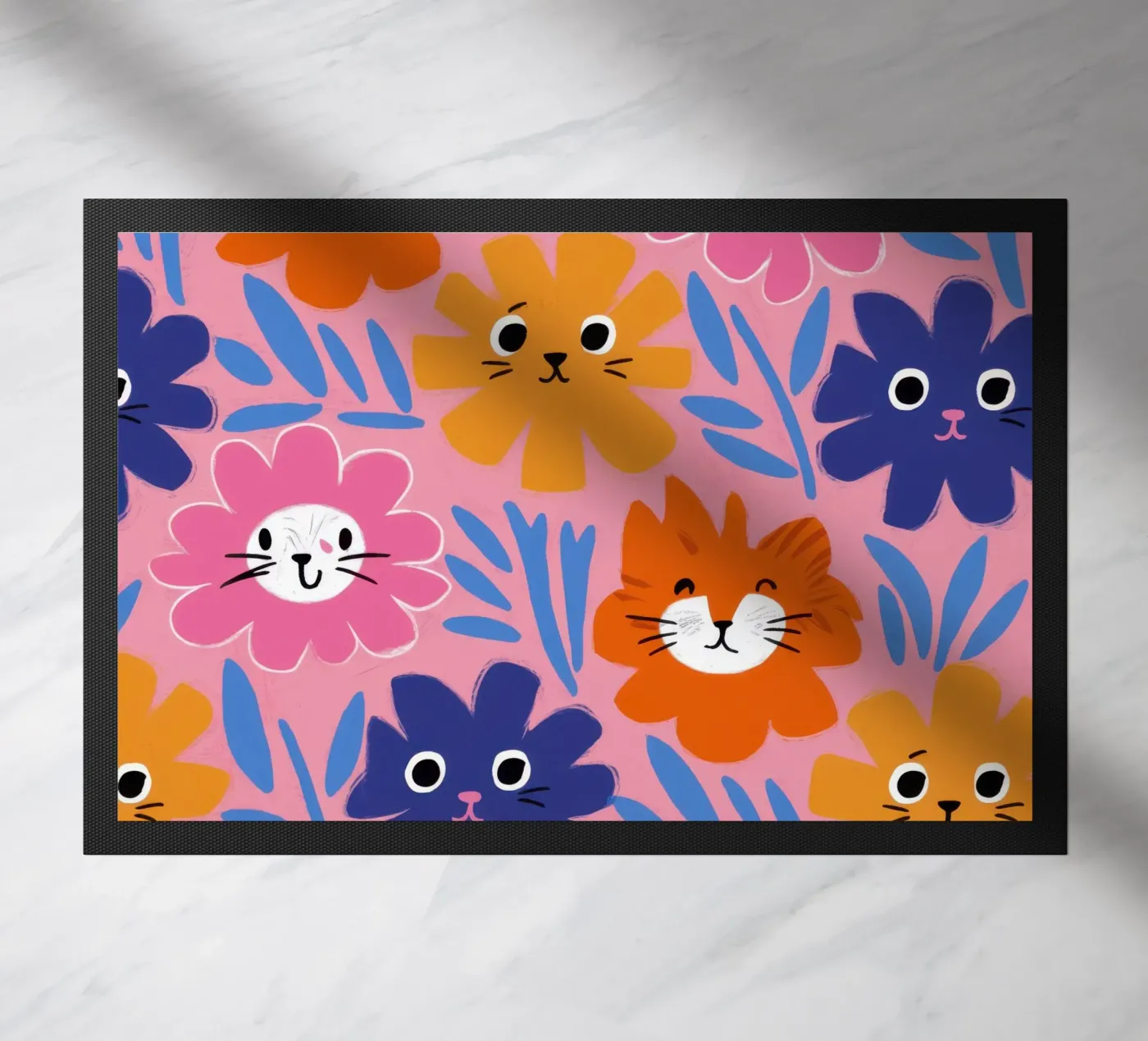 Cute Cat Face Pattern Fußmatte von Lyra Glaze