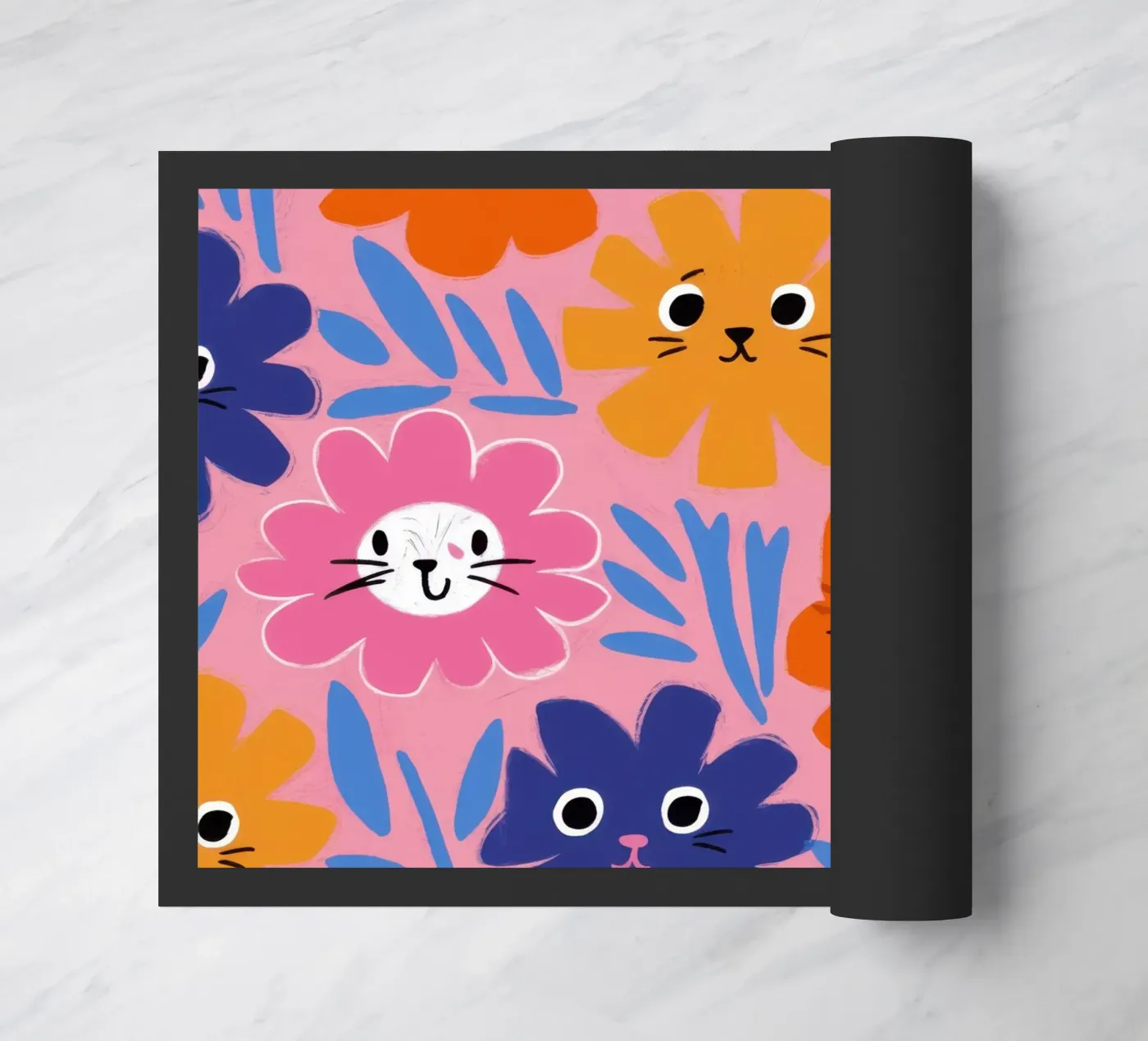 Cute Cat Face Pattern Fußmatte von Lyra Glaze