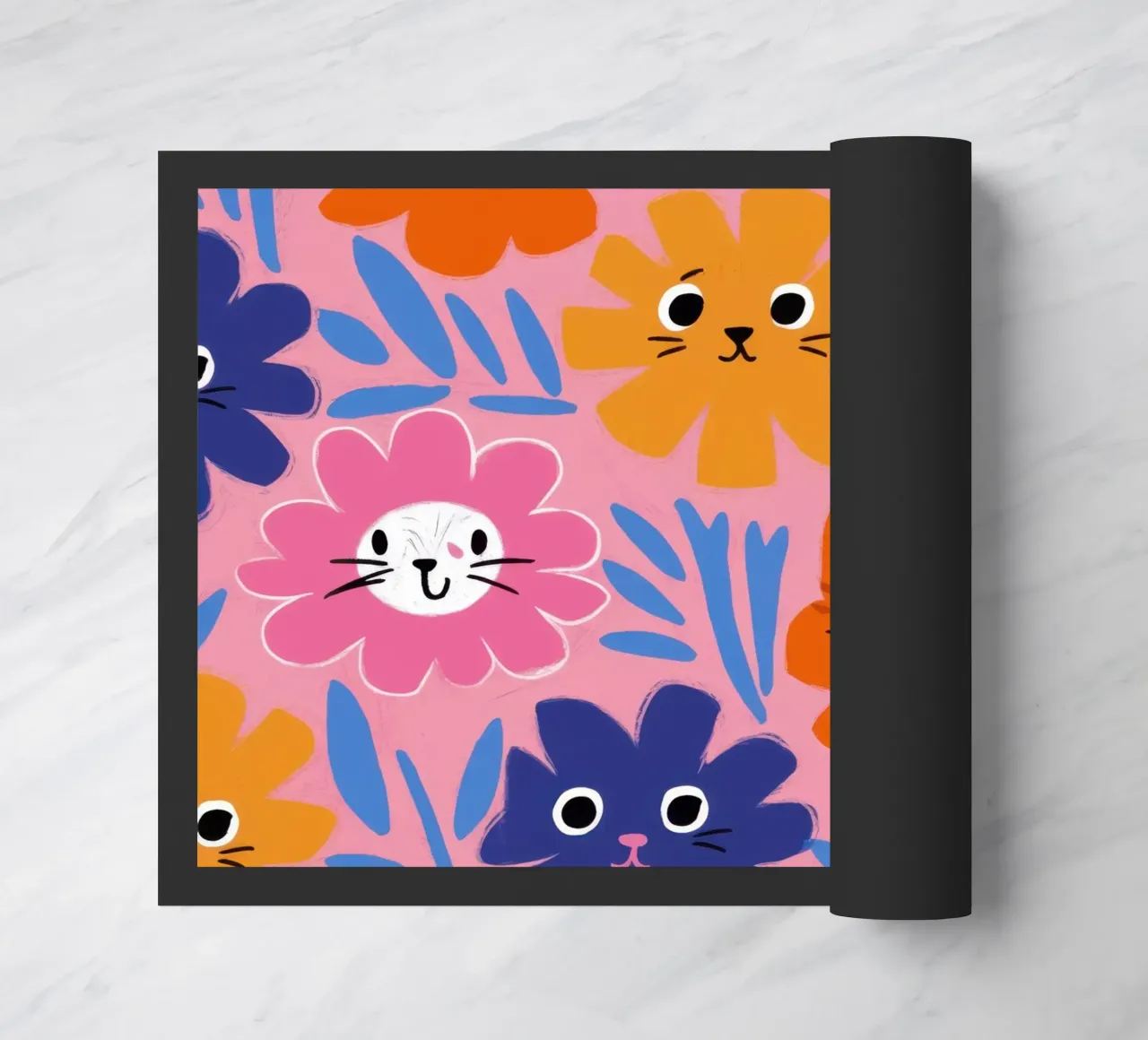 Cute Cat Face Pattern doormat by Lyra Glaze