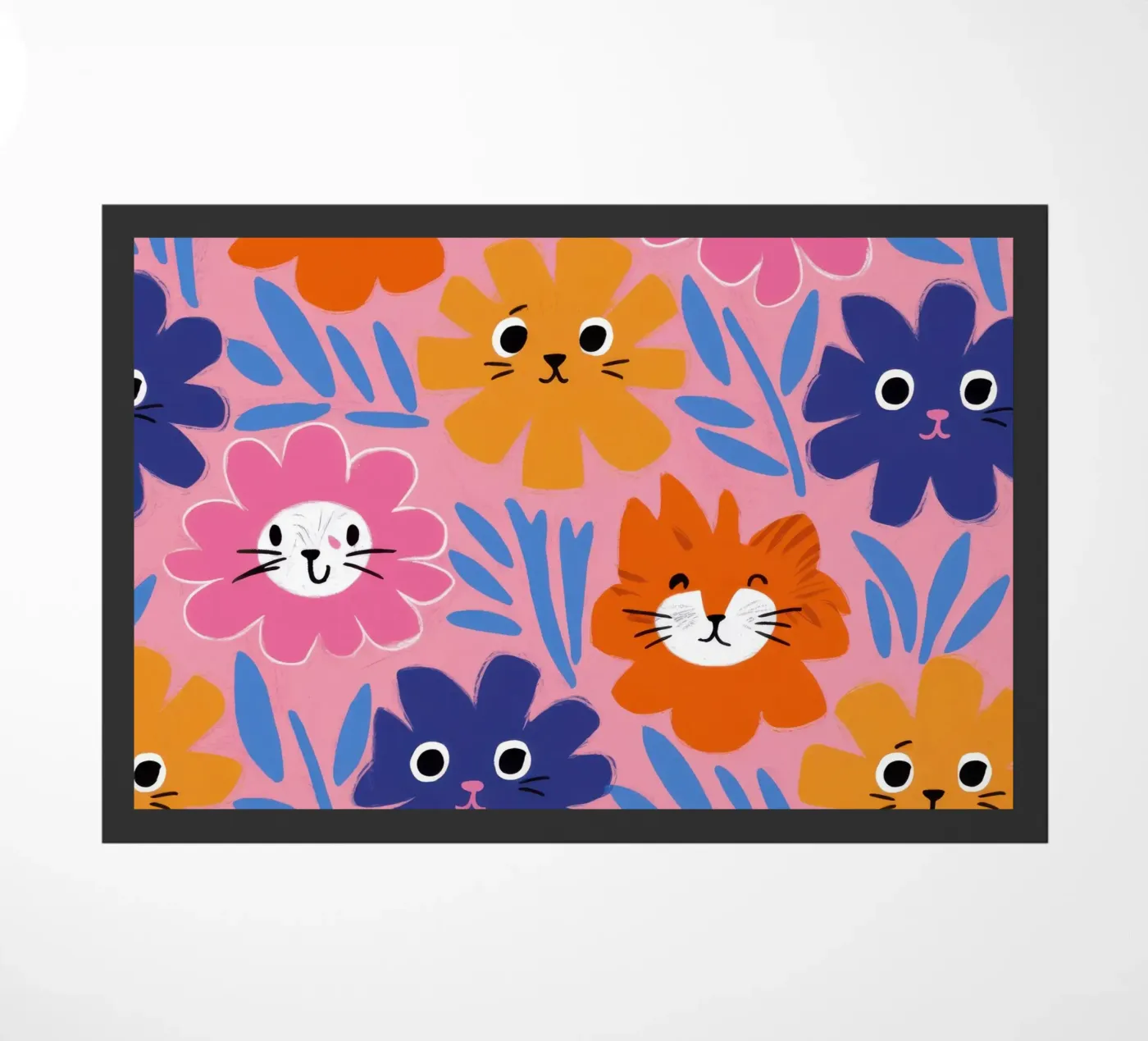 Cute Cat Face Pattern Fußmatte von Lyra Glaze