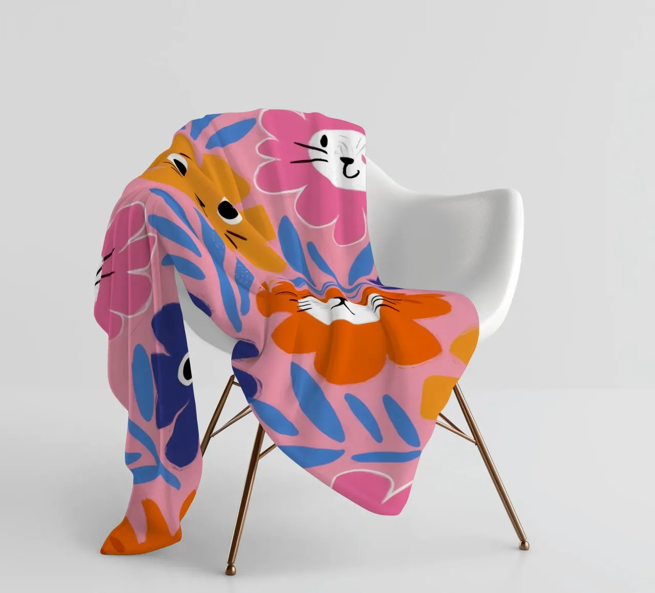 Cute Cat Face Pattern Fleecedecke von Lyra Glaze