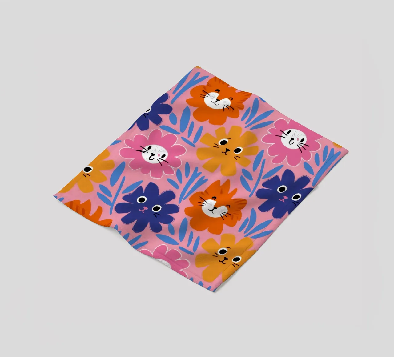 Cute Cat Face Pattern Fleecedecke von Lyra Glaze